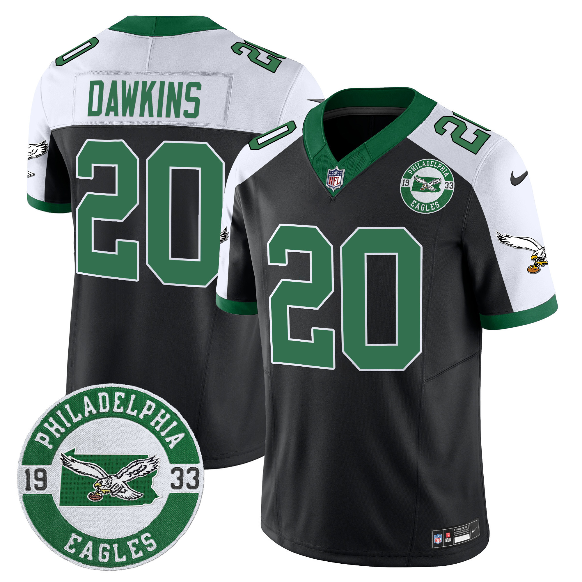 Men's Philadelphia Eagles 2024 Throwback Vapor Limited Jersey - Est. 1933 Patch - All Stitched - Image 16
