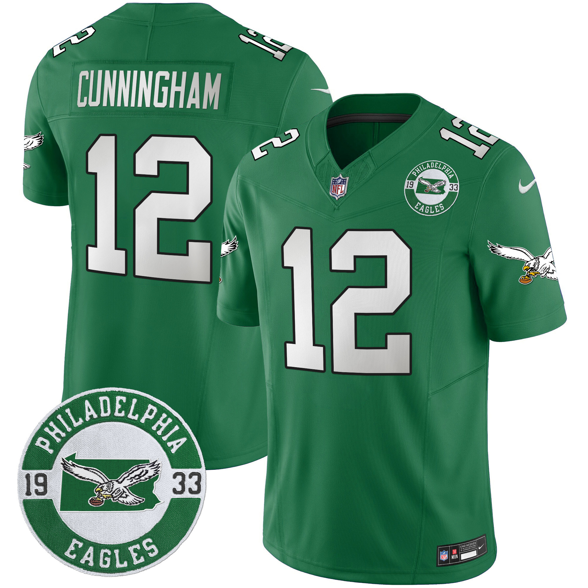 Men's Philadelphia Eagles 2024 Throwback Vapor Limited Jersey - Est. 1933 Patch - All Stitched - Image 30