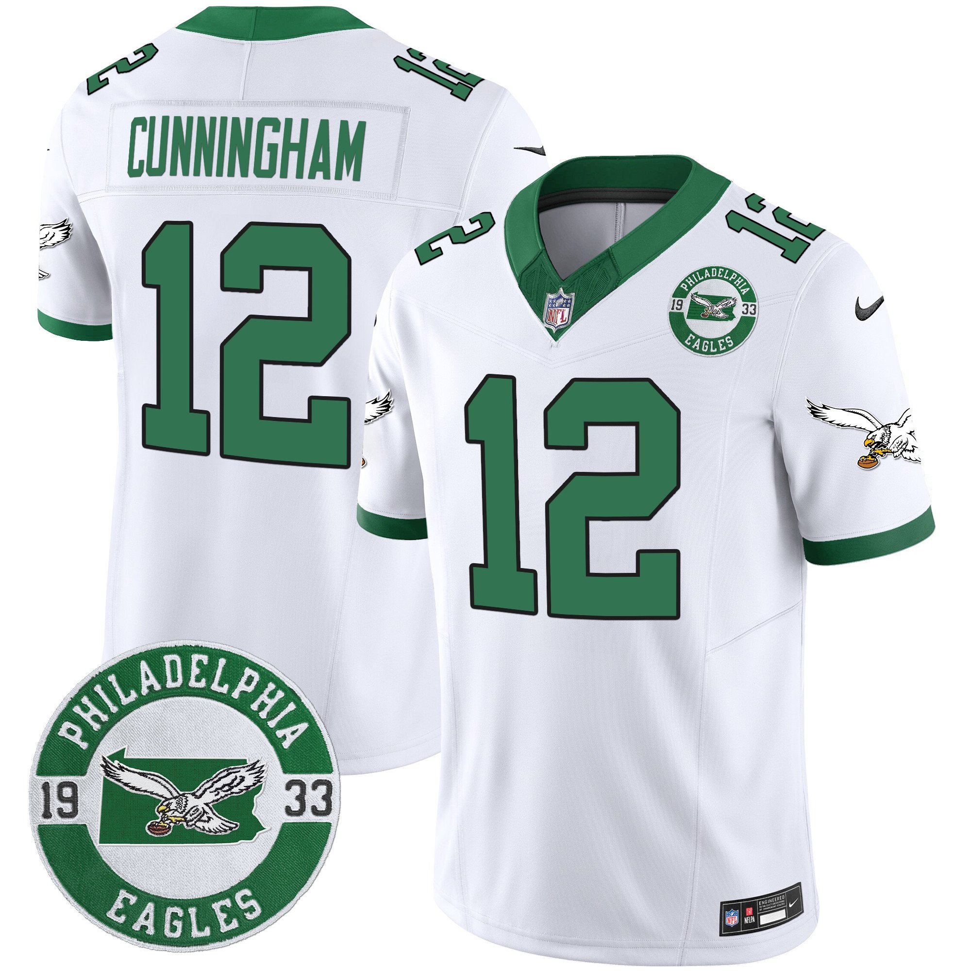 Men's Philadelphia Eagles 2024 Throwback Vapor Limited Jersey - Est. 1933 Patch - All Stitched - Image 6