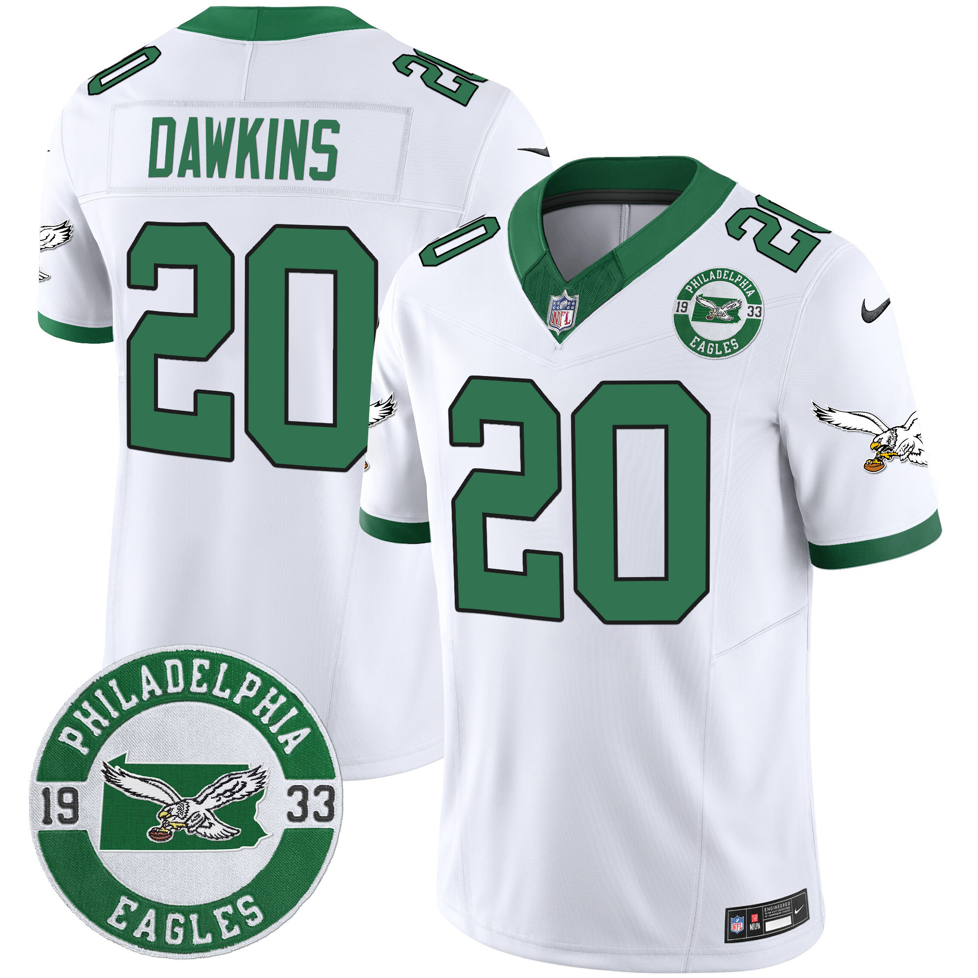 Men's Philadelphia Eagles 2024 Throwback Vapor Limited Jersey - Est. 1933 Patch - All Stitched - Image 8