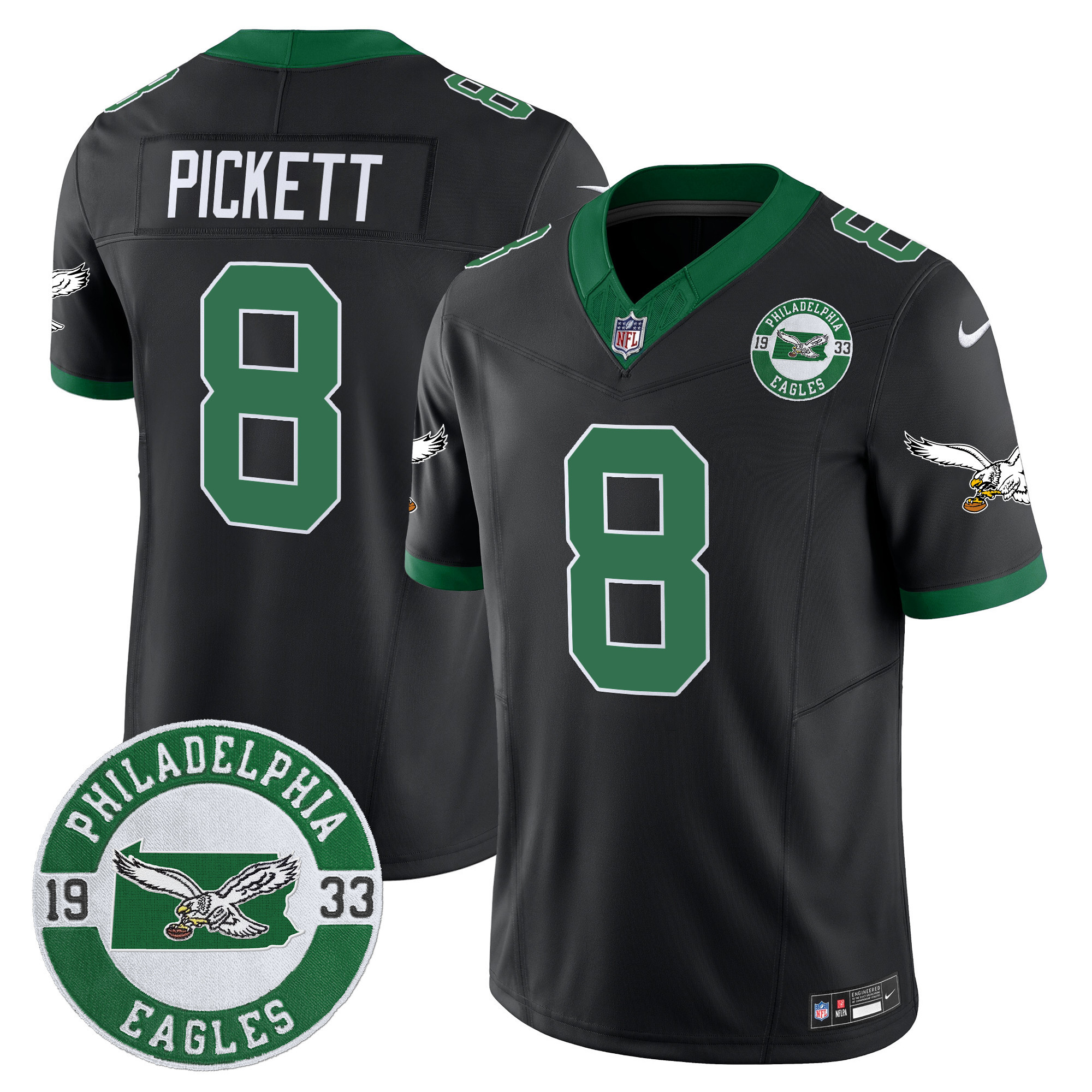 Men's Philadelphia Eagles 2024 Throwback Vapor Limited Jersey - Est. 1933 Patch - All Stitched - Image 34