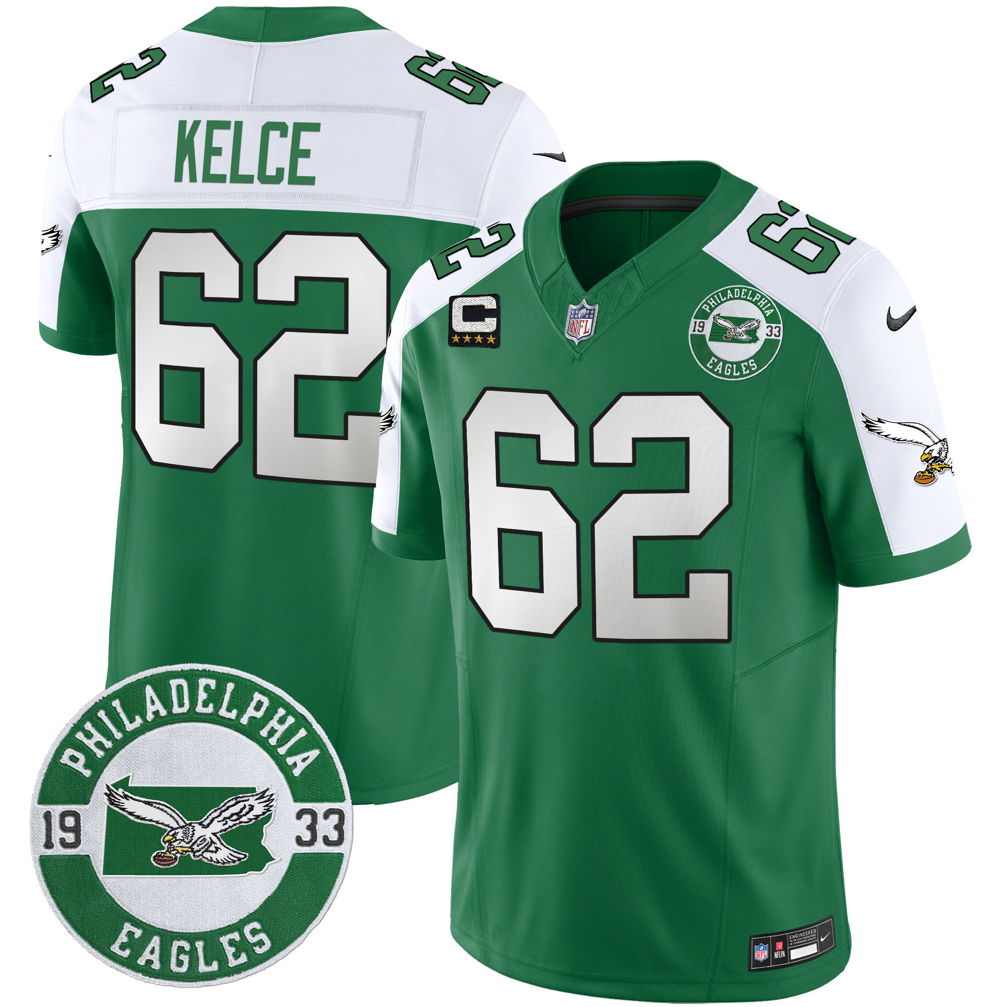 Men's Philadelphia Eagles 2024 Throwback Vapor Limited Jersey - Est. 1933 Patch - All Stitched - Image 20