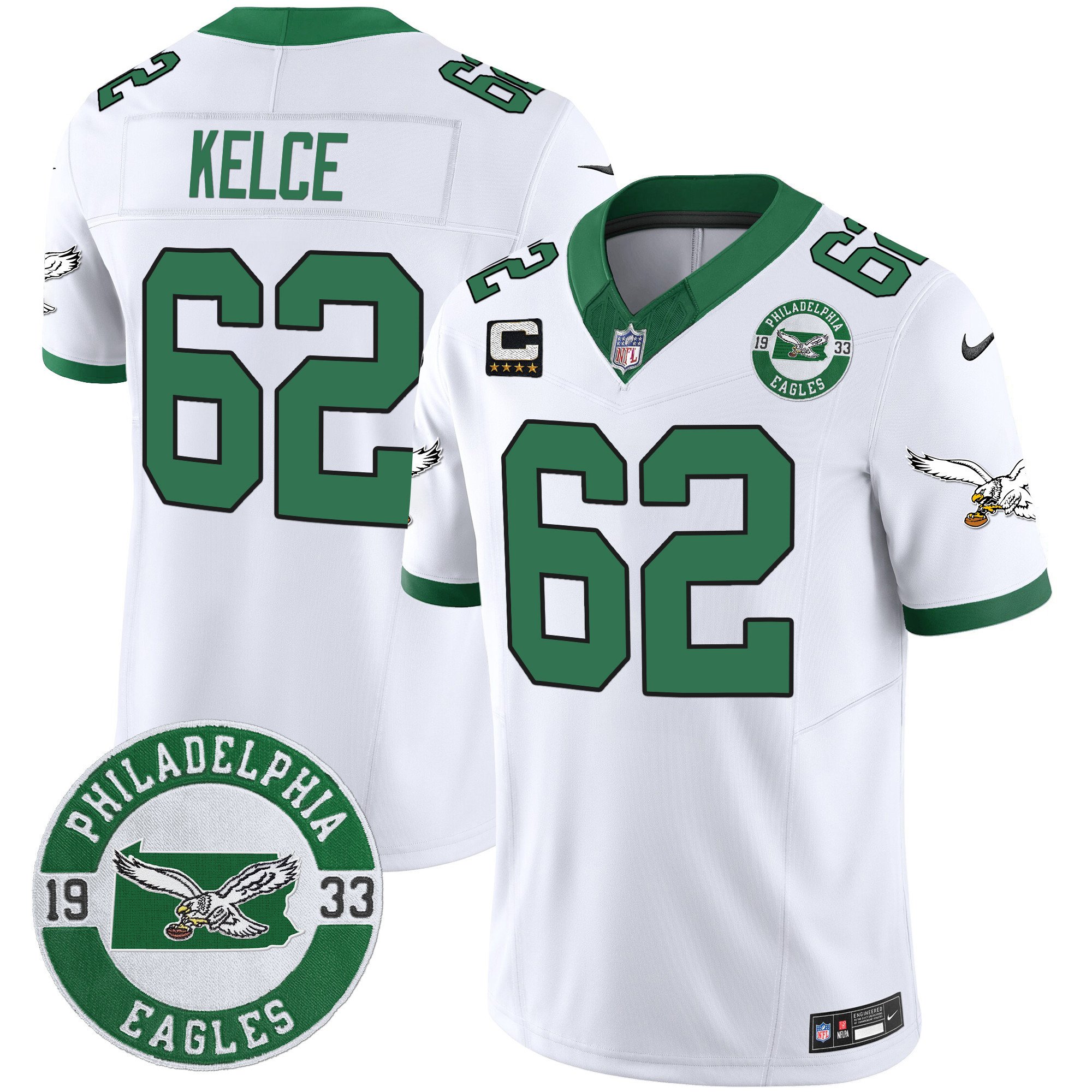 Men's Philadelphia Eagles 2024 Throwback Vapor Limited Jersey - Est. 1933 Patch - All Stitched - Image 4