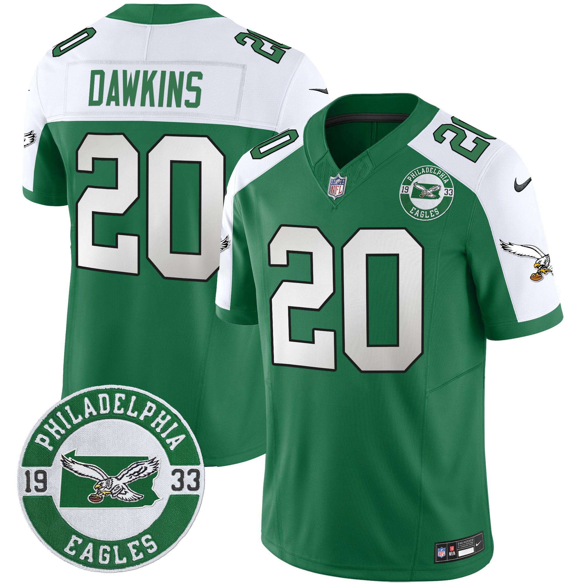 Men's Philadelphia Eagles 2024 Throwback Vapor Limited Jersey - Est. 1933 Patch - All Stitched - Image 24