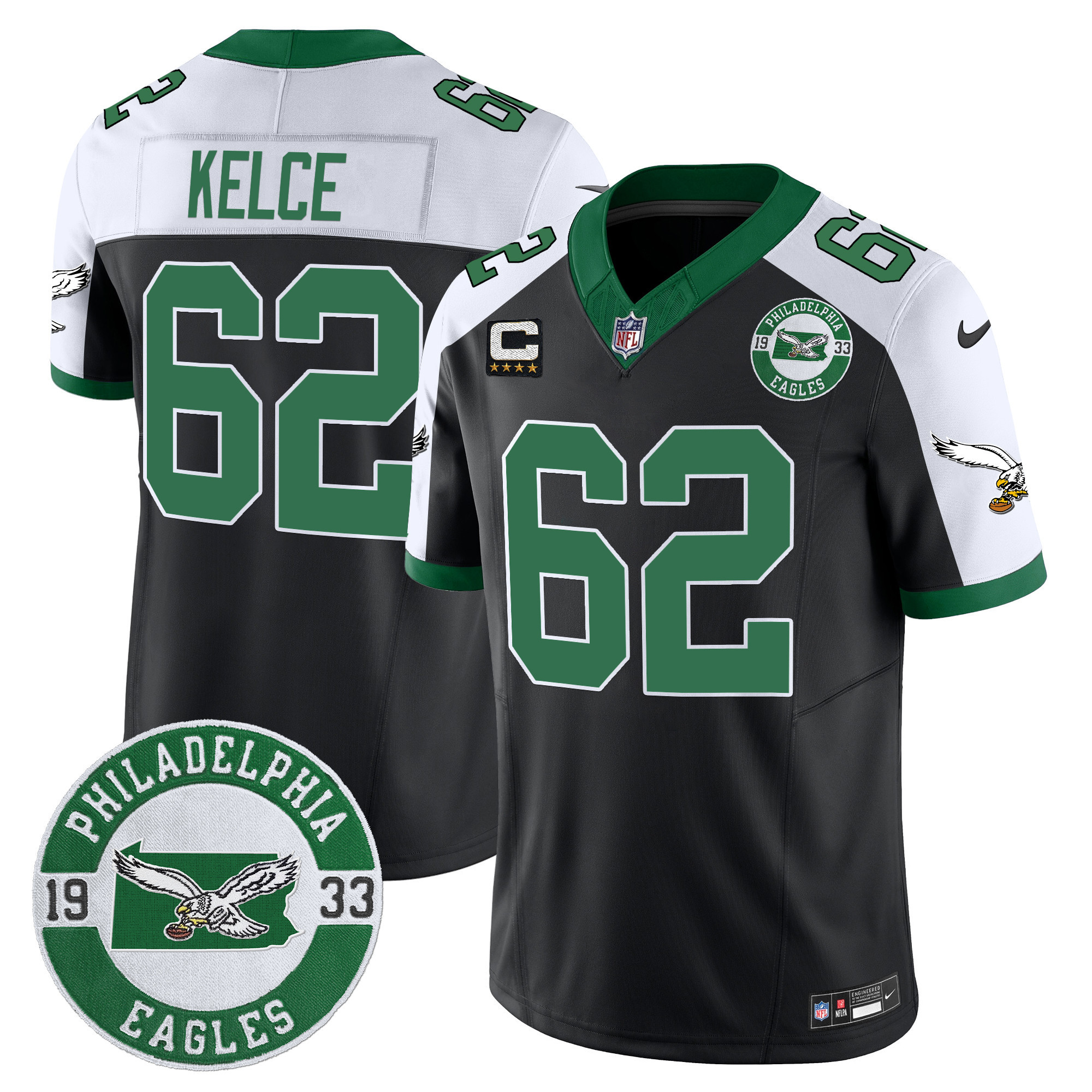 Men's Philadelphia Eagles 2024 Throwback Vapor Limited Jersey - Est. 1933 Patch - All Stitched - Image 12