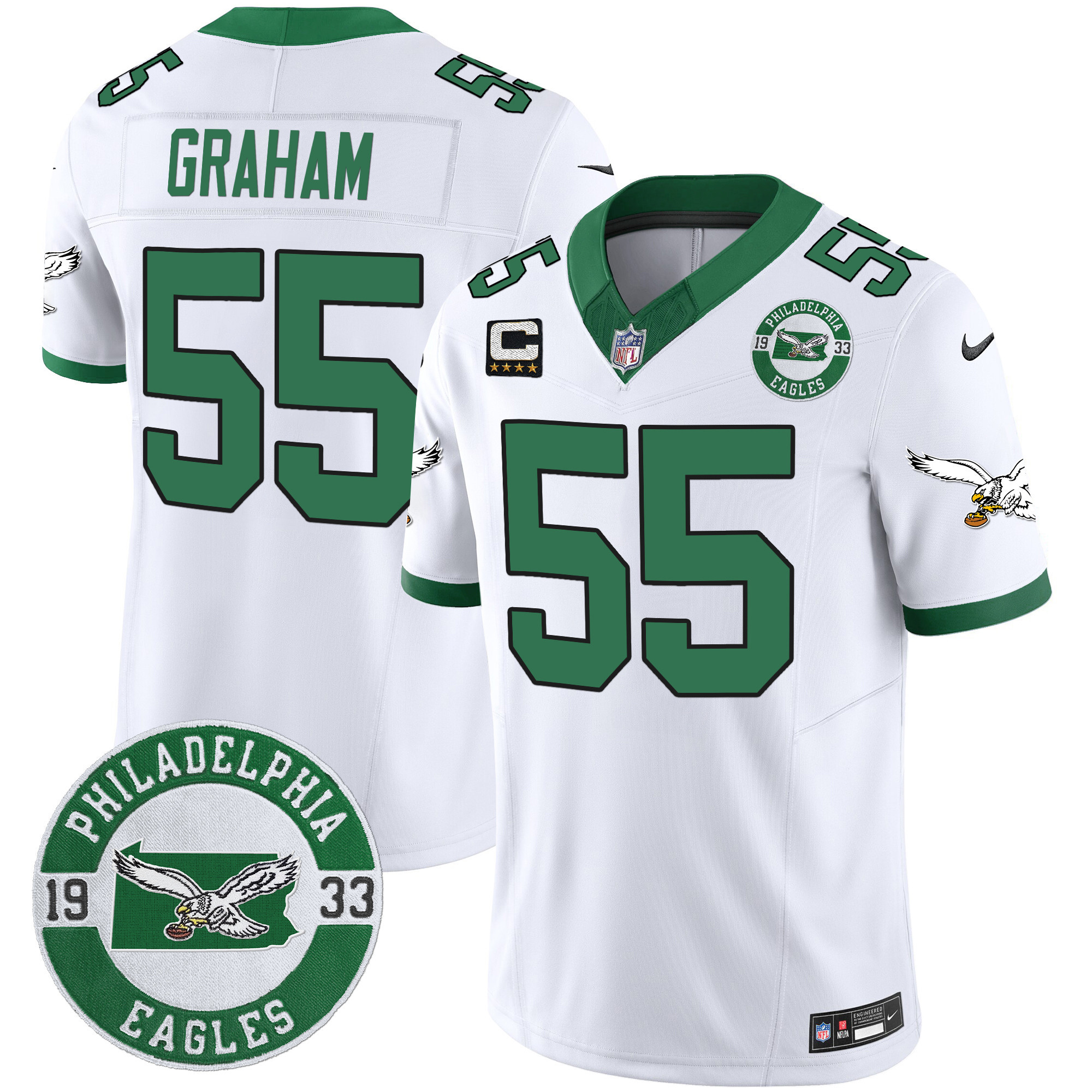 Men's Philadelphia Eagles 2024 Throwback Vapor Limited Jersey - Est. 1933 Patch - All Stitched - Image 7