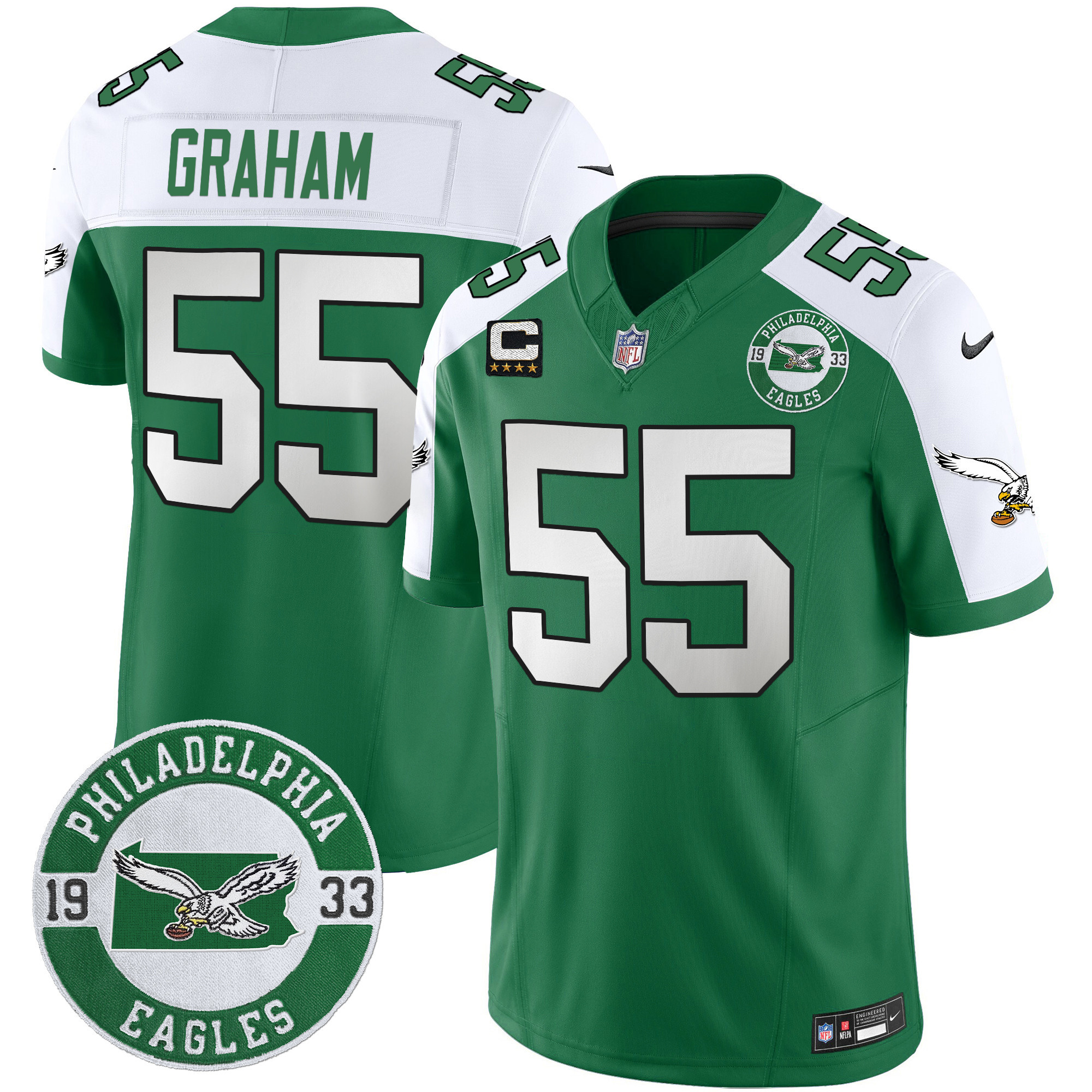 Men's Philadelphia Eagles 2024 Throwback Vapor Limited Jersey - Est. 1933 Patch - All Stitched - Image 23