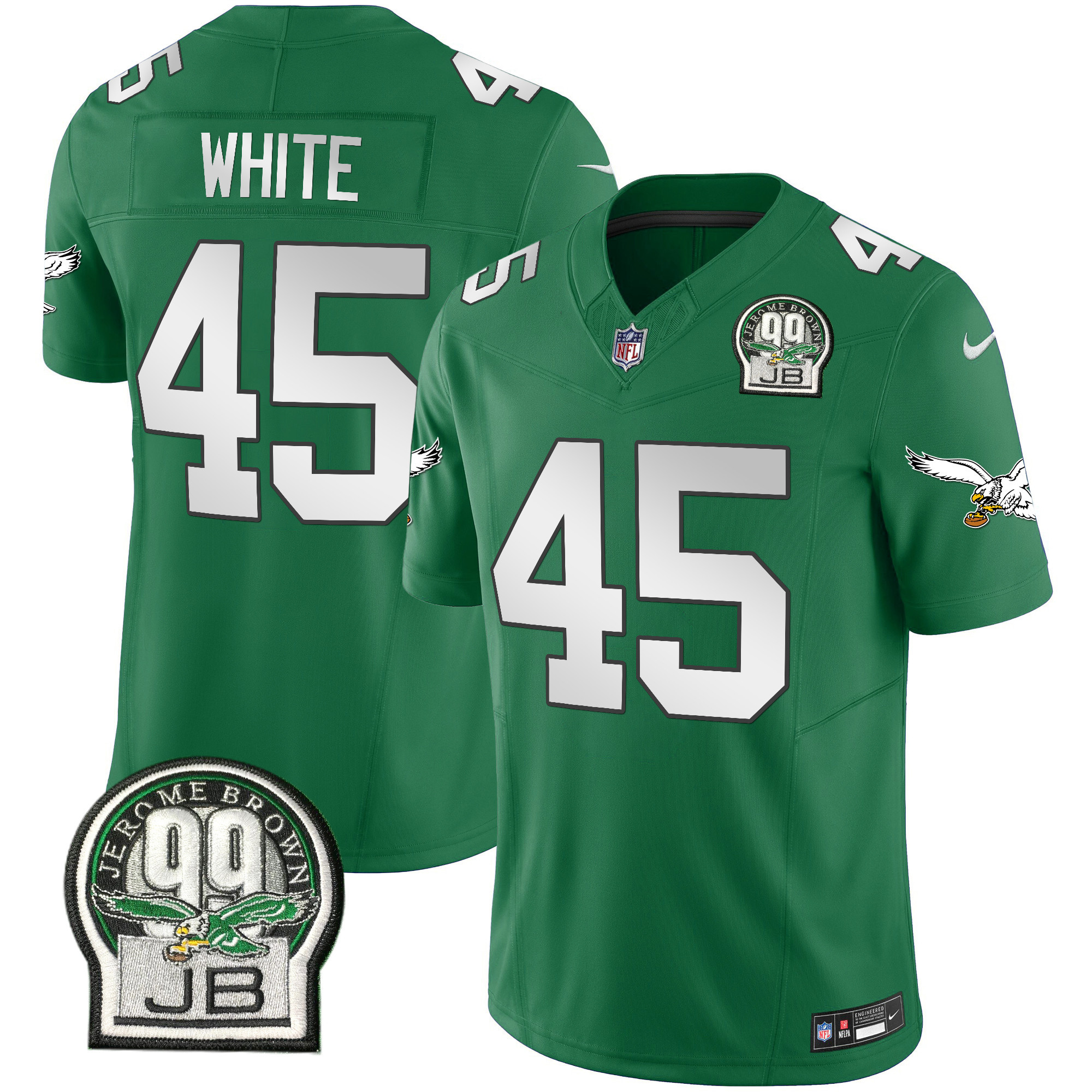 Men's Philadelphia Eagles Jerome Brown Patch Kelly Green Alternate Jersey V2 - All Stitched - Image 13