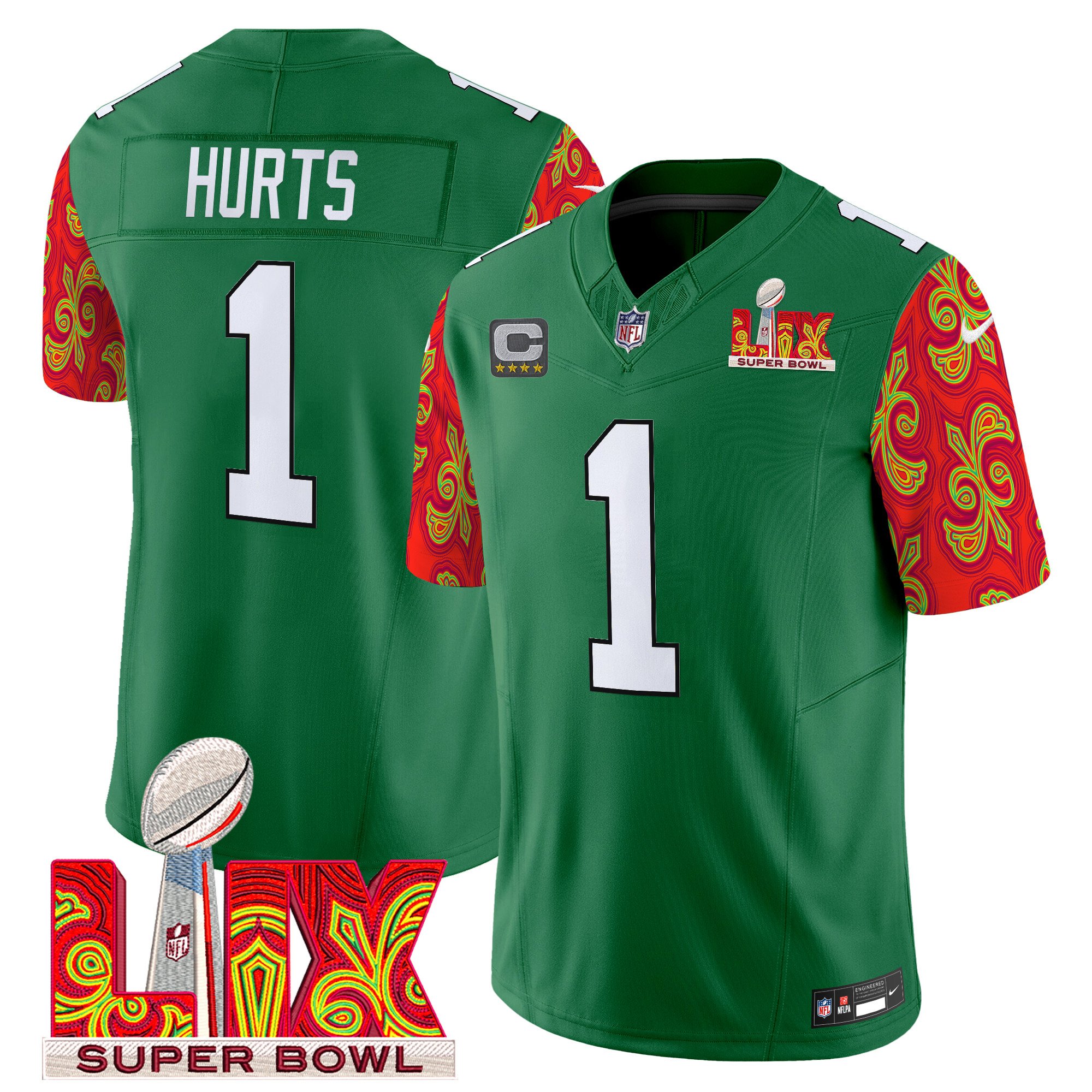 Men's Philadelphia Eagles Kelly Green Super Bowl LIX Style Vapor Limited Jersey - All Stitched - Image 11