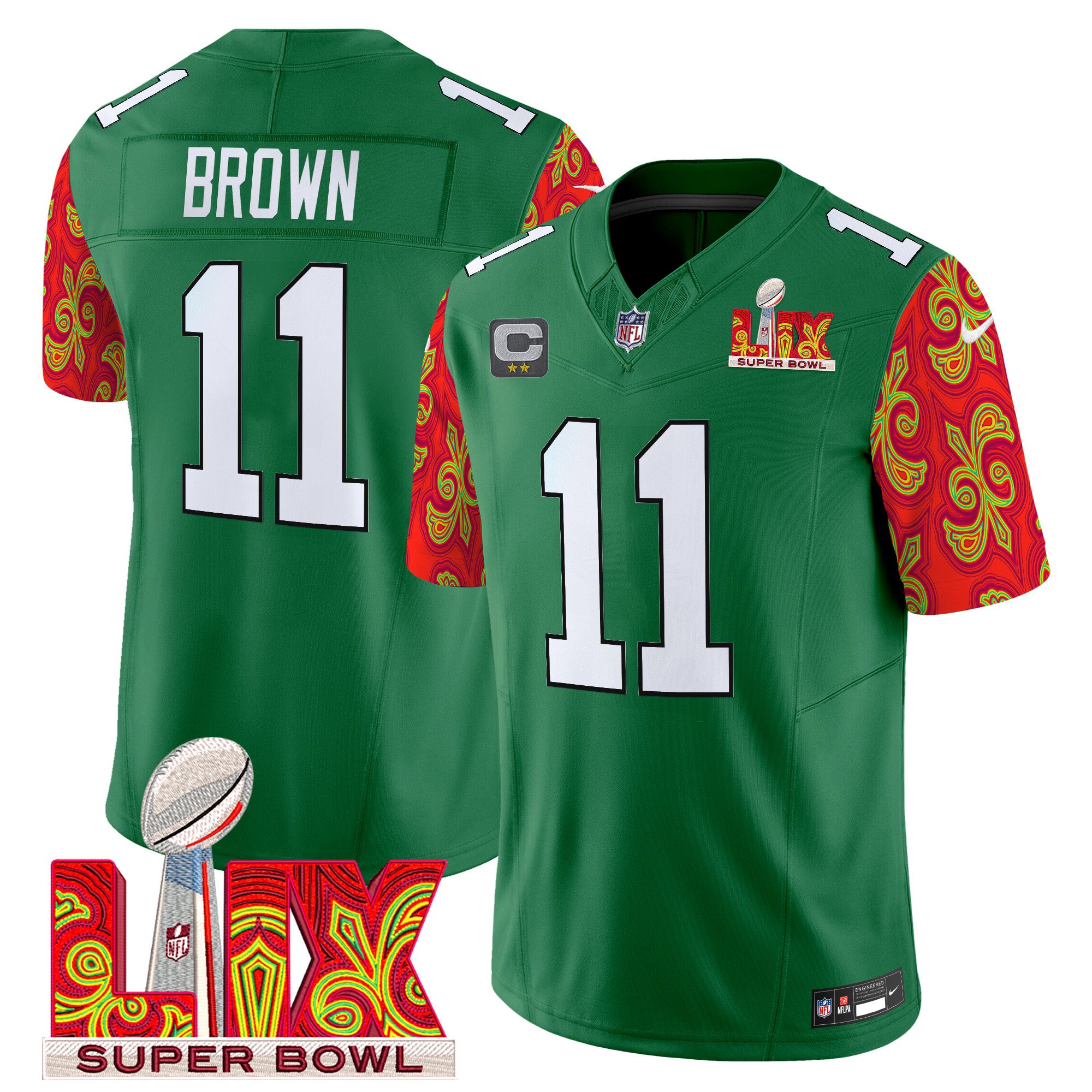 Men's Philadelphia Eagles Kelly Green Super Bowl LIX Style Vapor Limited Jersey - All Stitched - Image 17