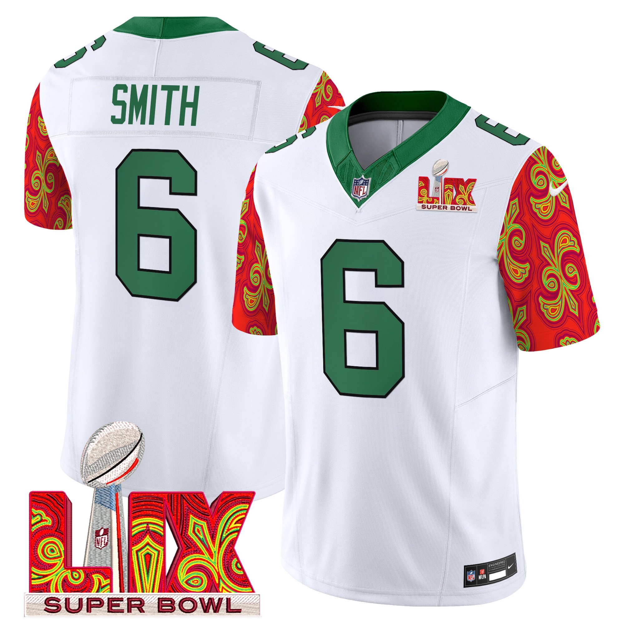 Men's Philadelphia Eagles Kelly Green Super Bowl LIX Style Vapor Limited Jersey - All Stitched - Image 4