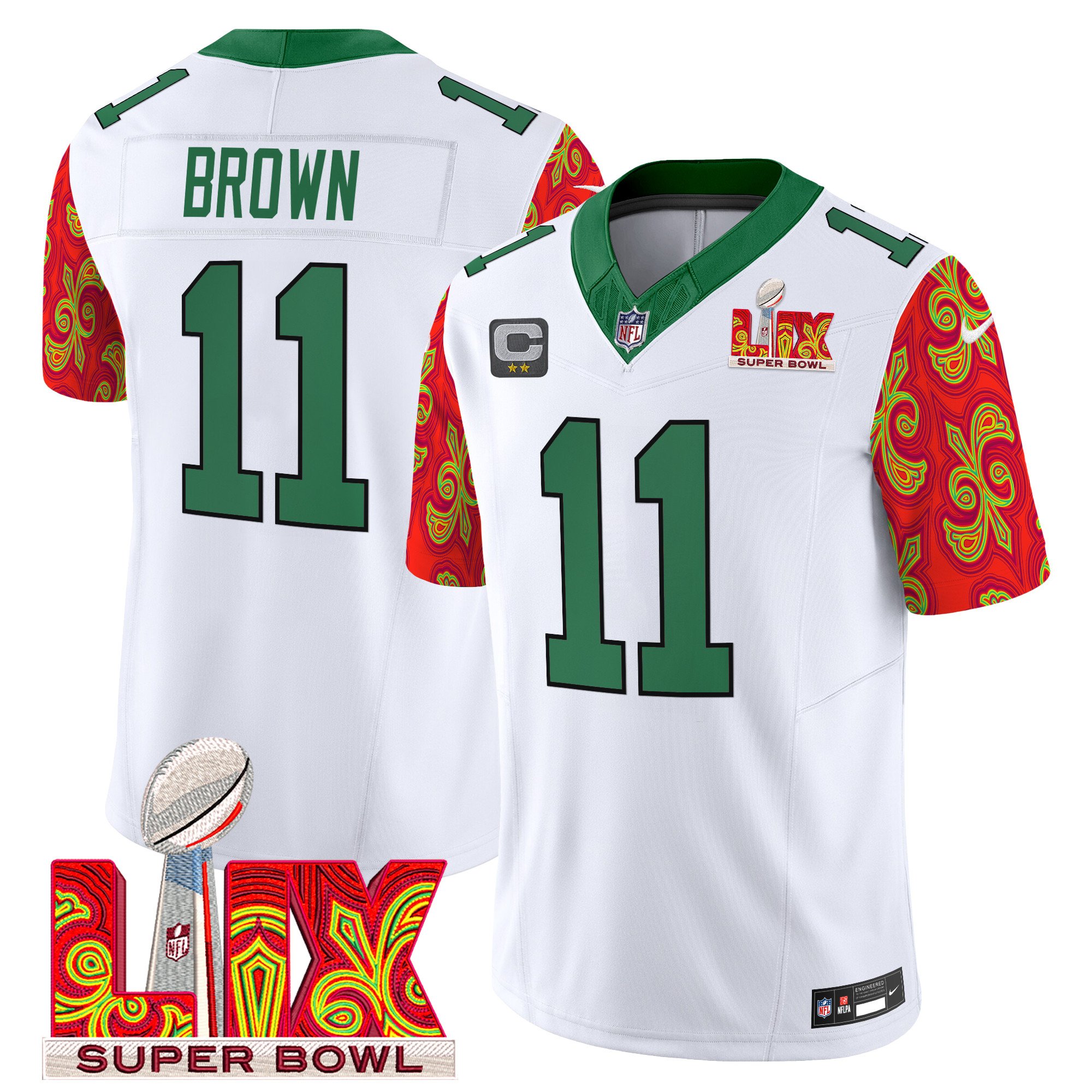 Men's Philadelphia Eagles Kelly Green Super Bowl LIX Style Vapor Limited Jersey - All Stitched - Image 8