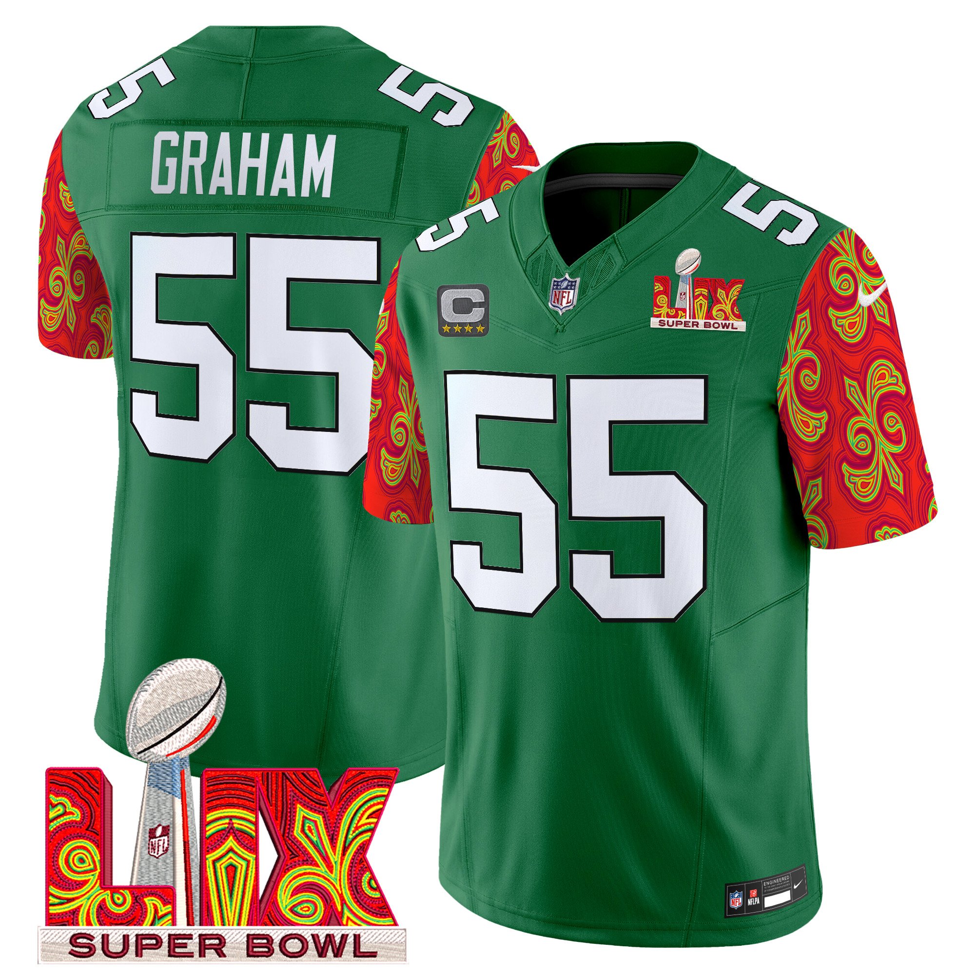 Men's Philadelphia Eagles Kelly Green Super Bowl LIX Style Vapor Limited Jersey - All Stitched - Image 15