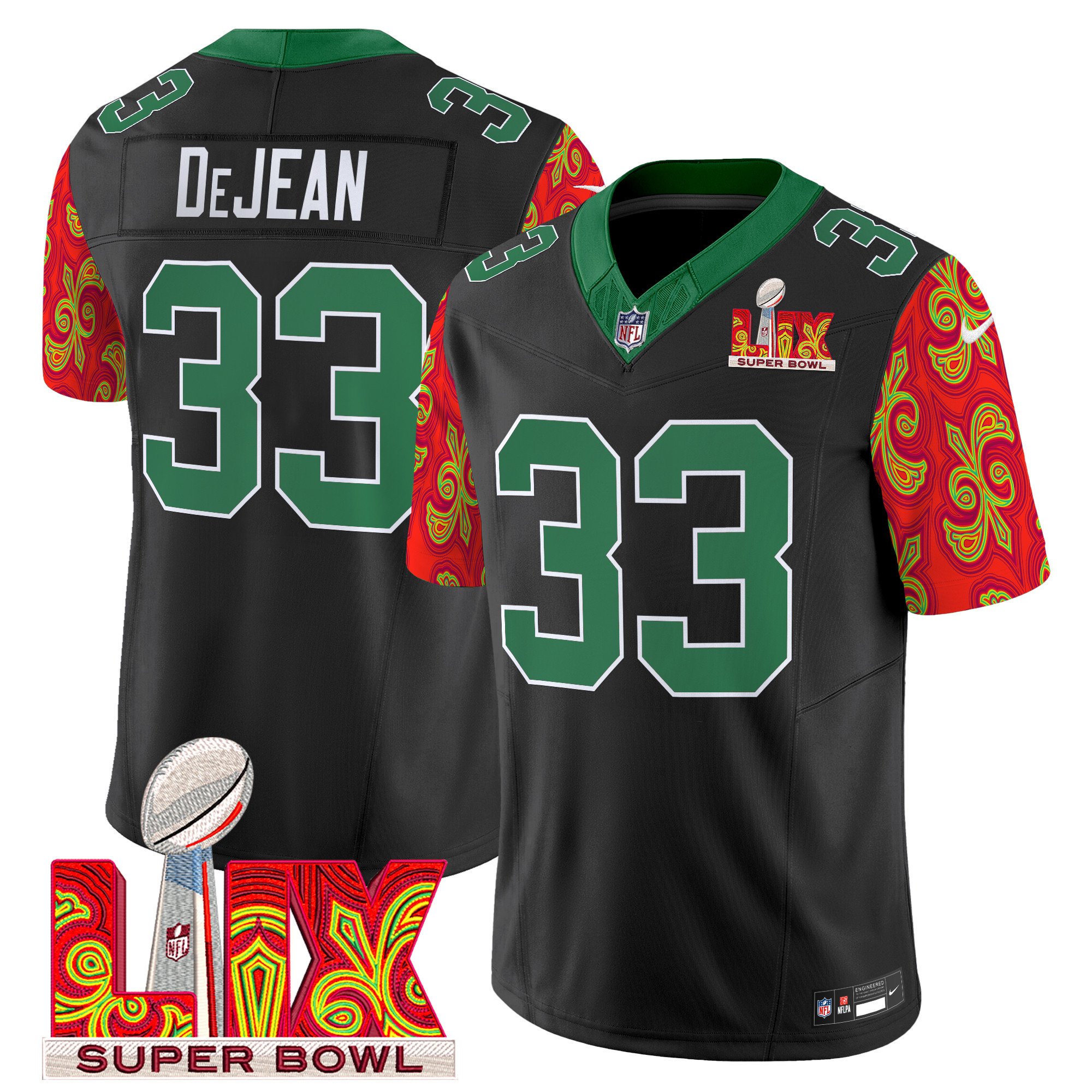 Men's Philadelphia Eagles Kelly Green Super Bowl LIX Style Vapor Limited Jersey - All Stitched - Image 27