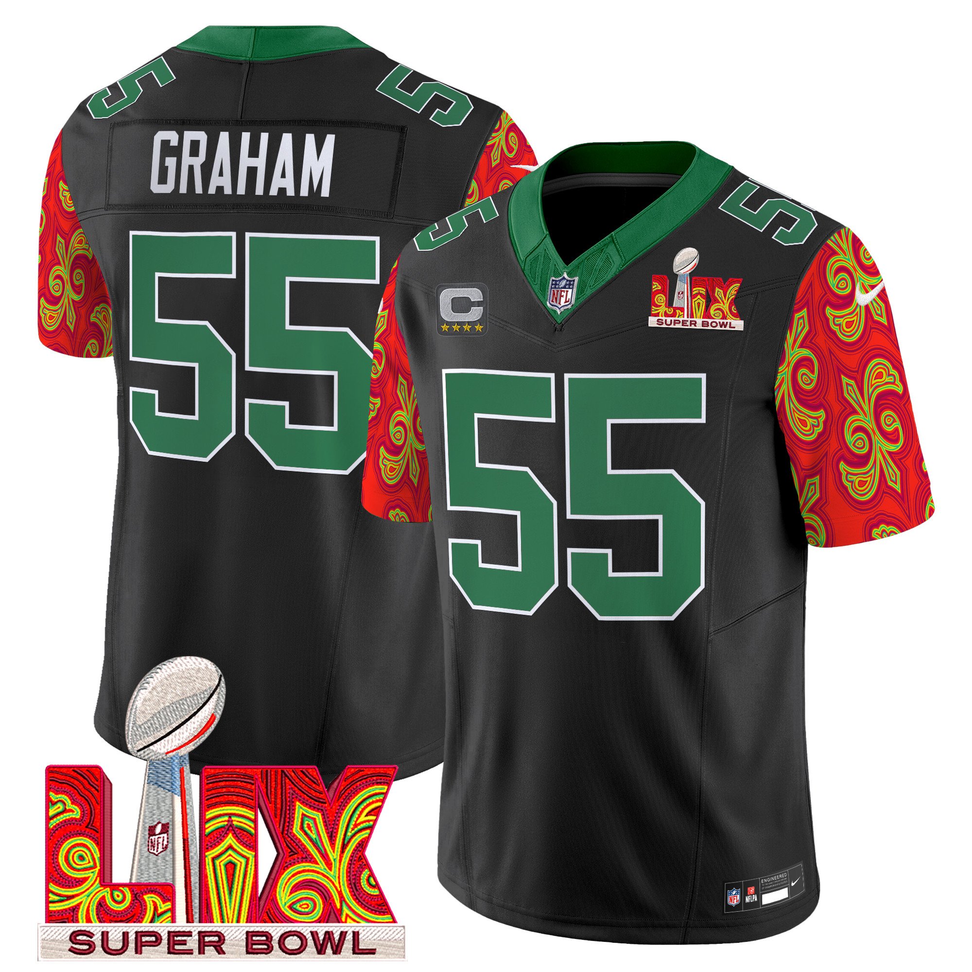 Men's Philadelphia Eagles Kelly Green Super Bowl LIX Style Vapor Limited Jersey - All Stitched - Image 24