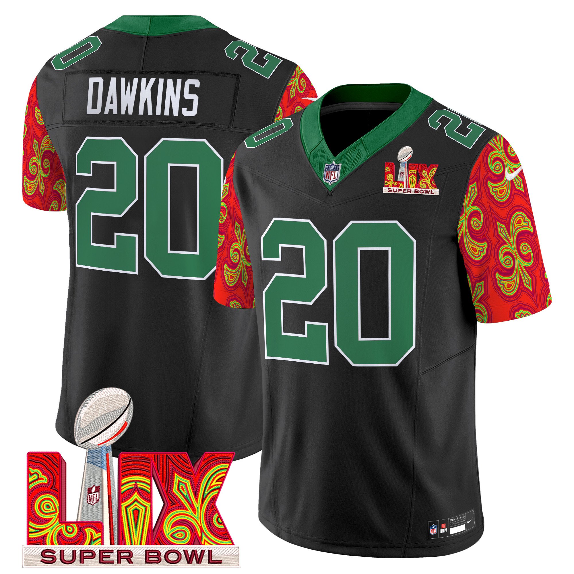 Men's Philadelphia Eagles Kelly Green Super Bowl LIX Style Vapor Limited Jersey - All Stitched - Image 25