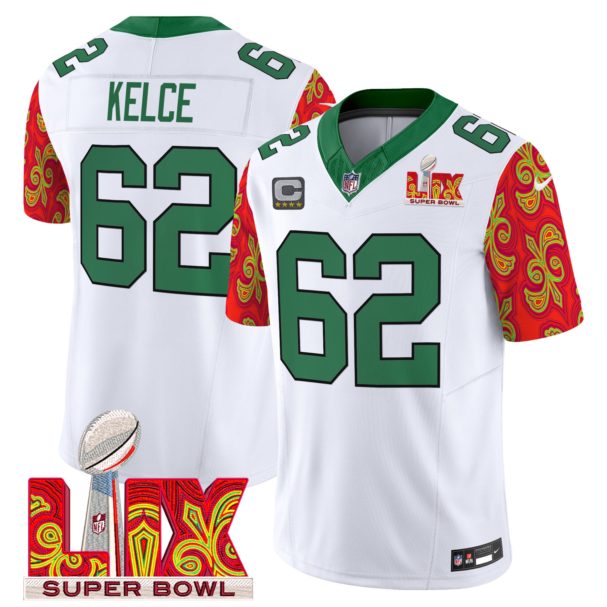 Men's Philadelphia Eagles Kelly Green Super Bowl LIX Style Vapor Limited Jersey - All Stitched - Image 3