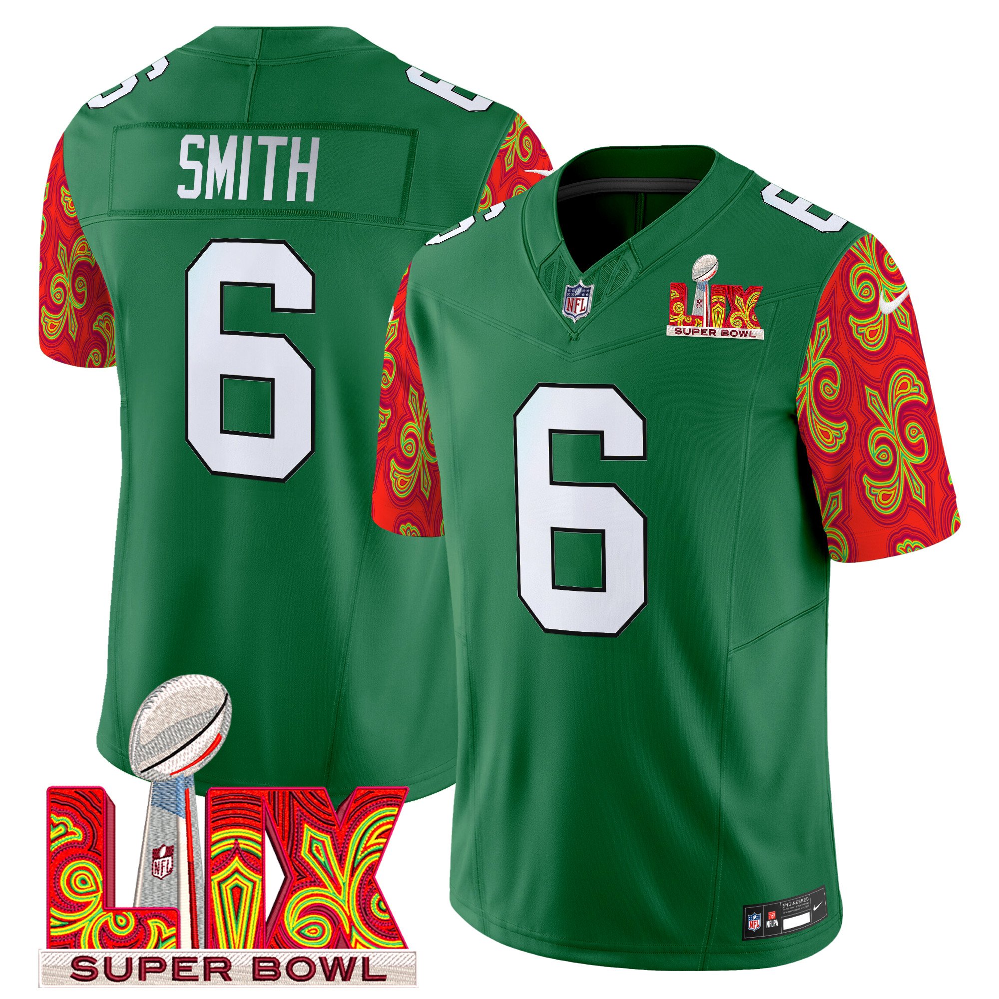 Men's Philadelphia Eagles Kelly Green Super Bowl LIX Style Vapor Limited Jersey - All Stitched - Image 13