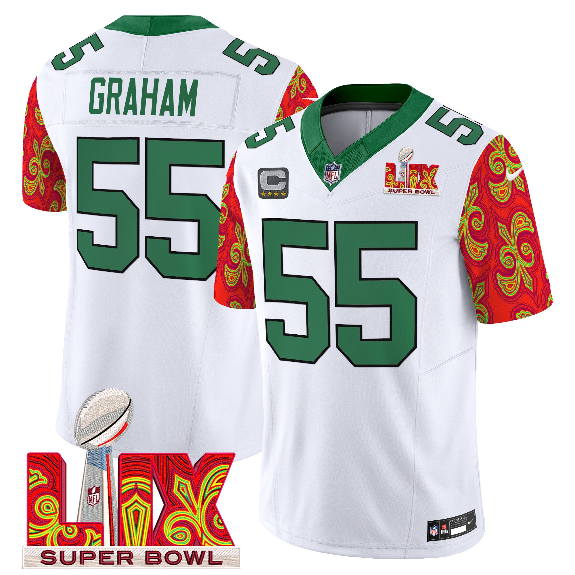 Men's Philadelphia Eagles Kelly Green Super Bowl LIX Style Vapor Limited Jersey - All Stitched - Image 6