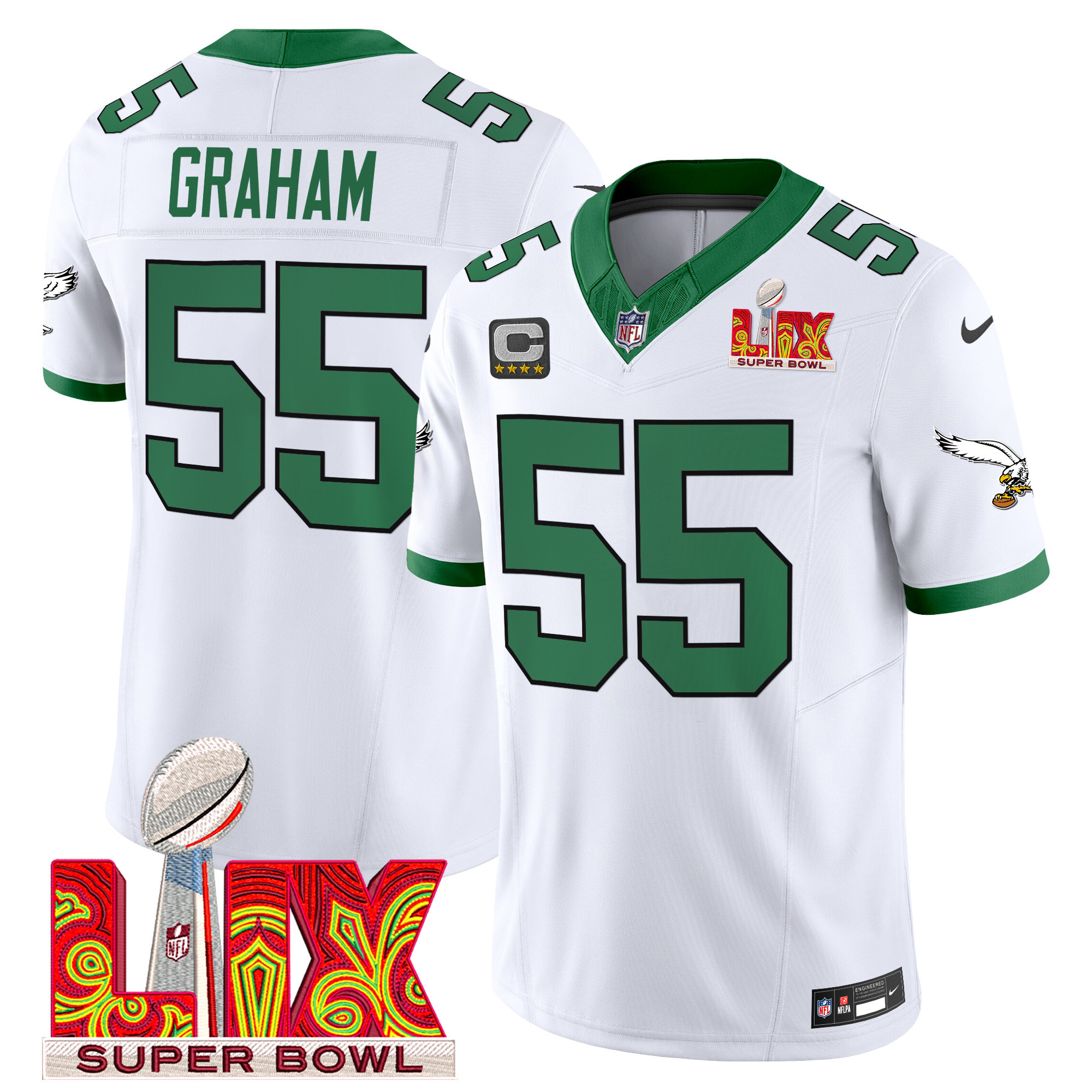 Men's Philadelphia Eagles Super Bowl LIX Patch Vapor Limited Jersey - All Stitched - Image 52