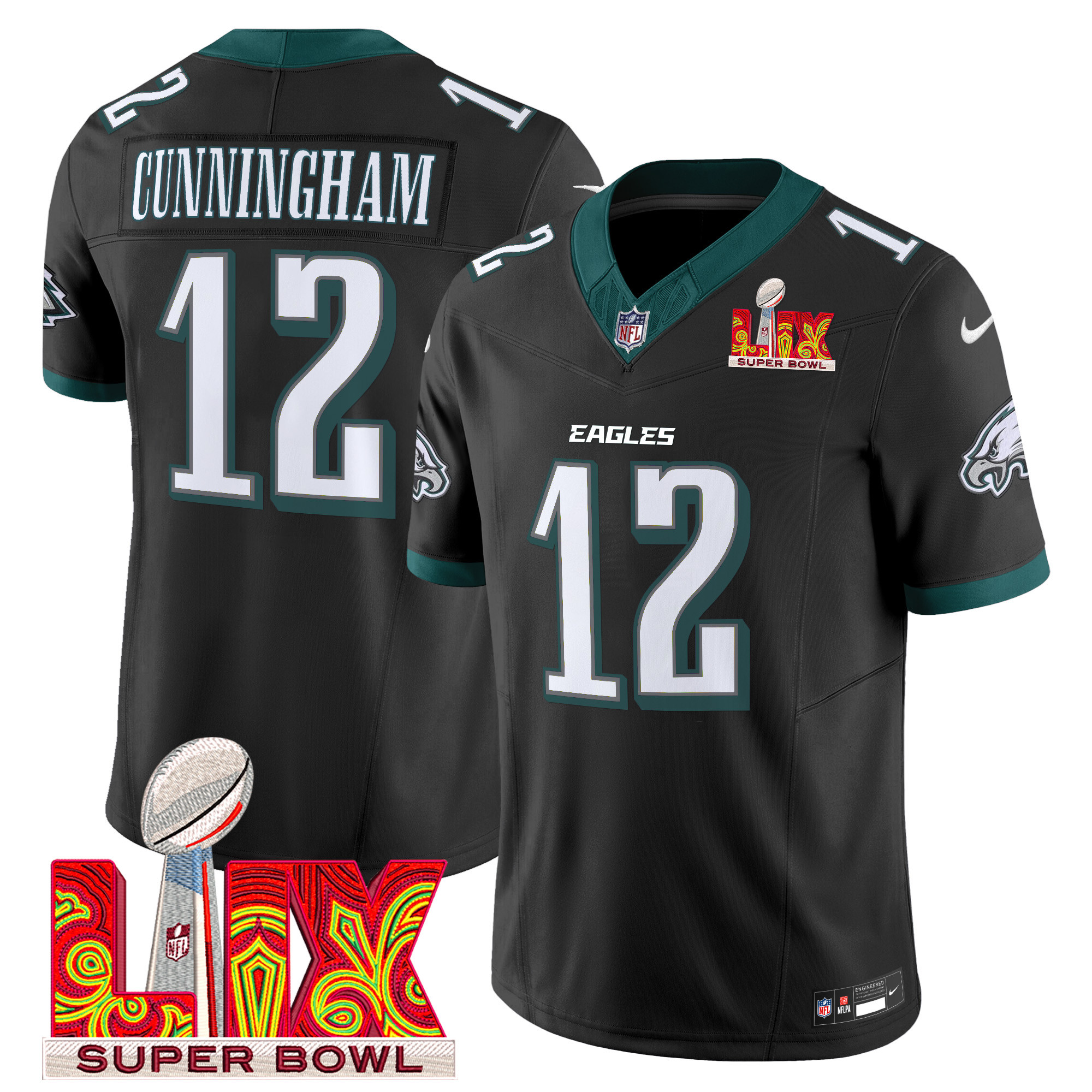 Men's Philadelphia Eagles Super Bowl LIX Patch Vapor Limited Jersey - All Stitched - Image 24