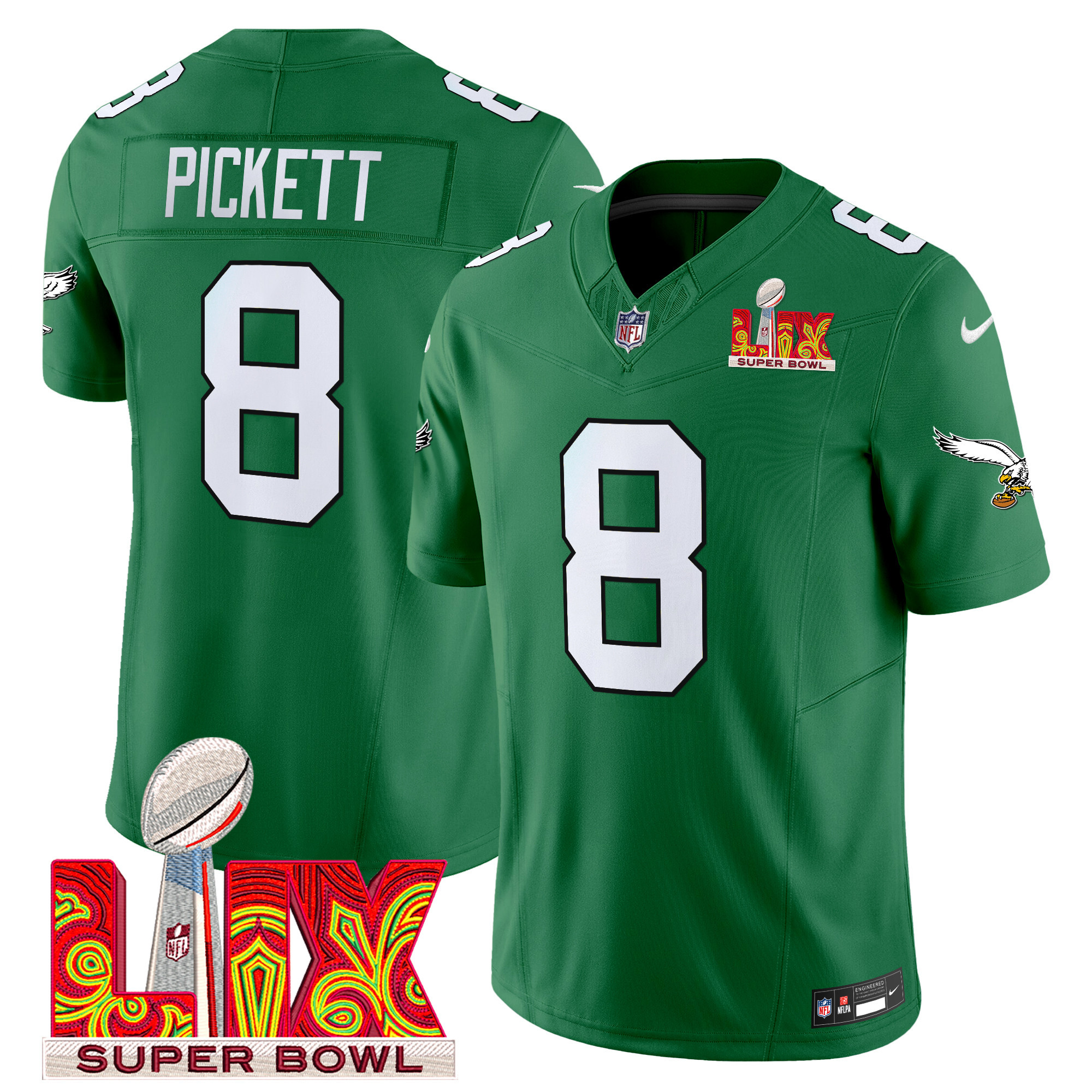 Men's Philadelphia Eagles Super Bowl LIX Patch Vapor Limited Jersey - All Stitched - Image 38