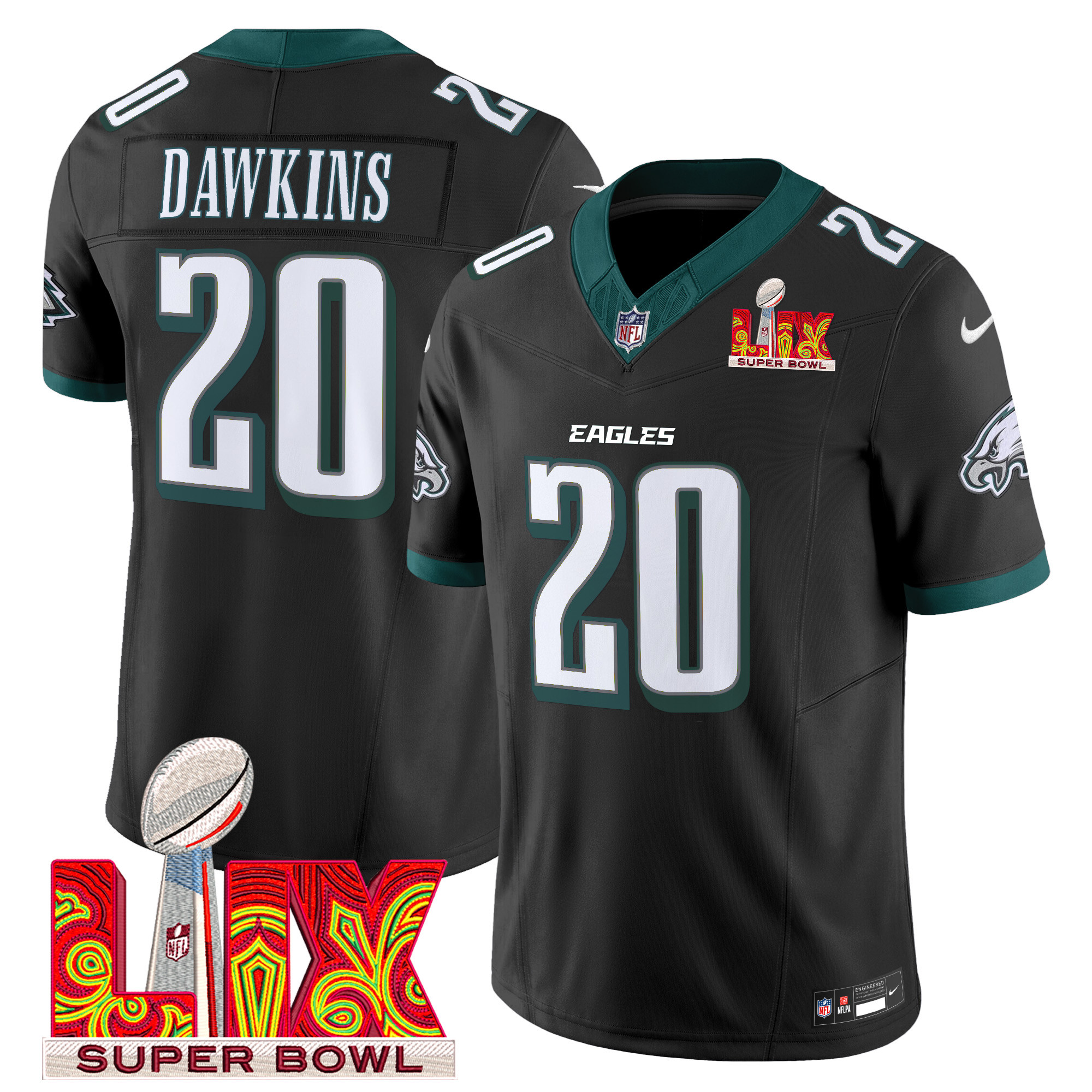 Men's Philadelphia Eagles Super Bowl LIX Patch Vapor Limited Jersey - All Stitched - Image 26