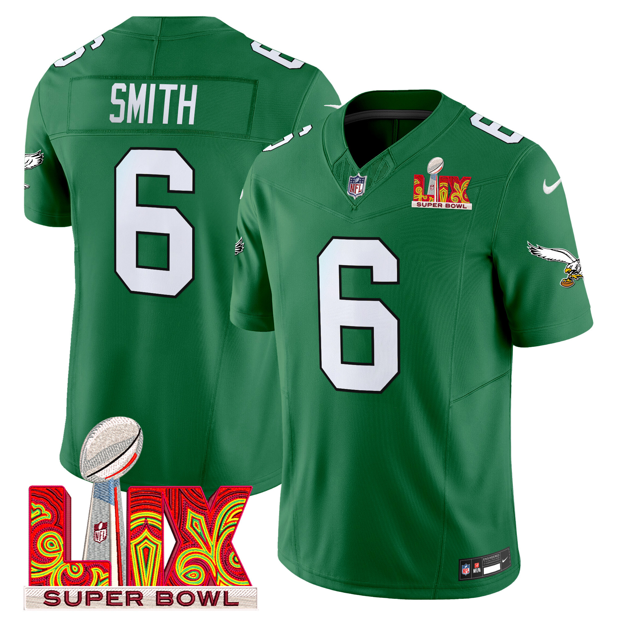 Men's Philadelphia Eagles Super Bowl LIX Patch Vapor Limited Jersey - All Stitched - Image 41