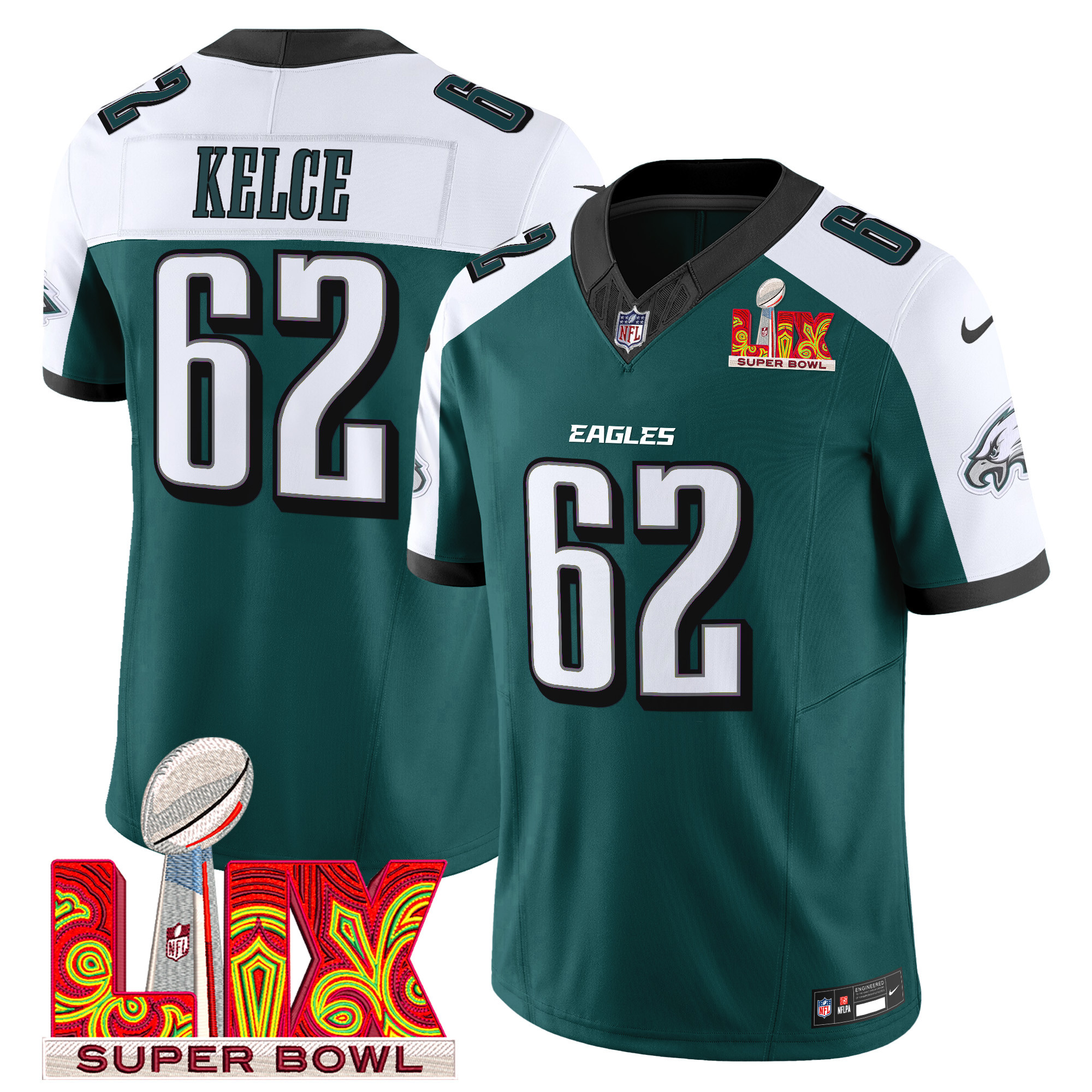 Men's Philadelphia Eagles Super Bowl LIX Patch Vapor Limited Jersey - All Stitched - Image 31