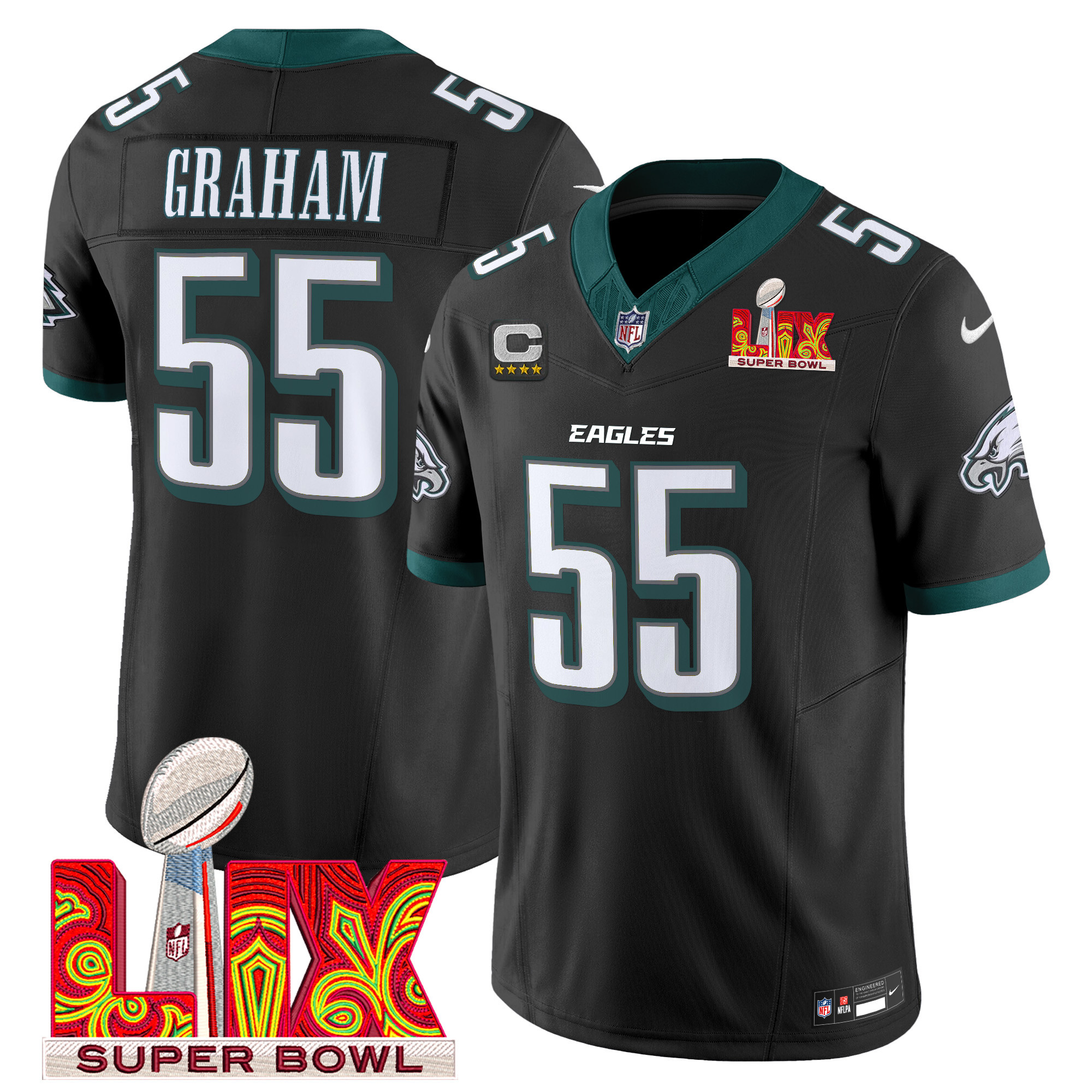 Men's Philadelphia Eagles Super Bowl LIX Patch Vapor Limited Jersey - All Stitched - Image 25
