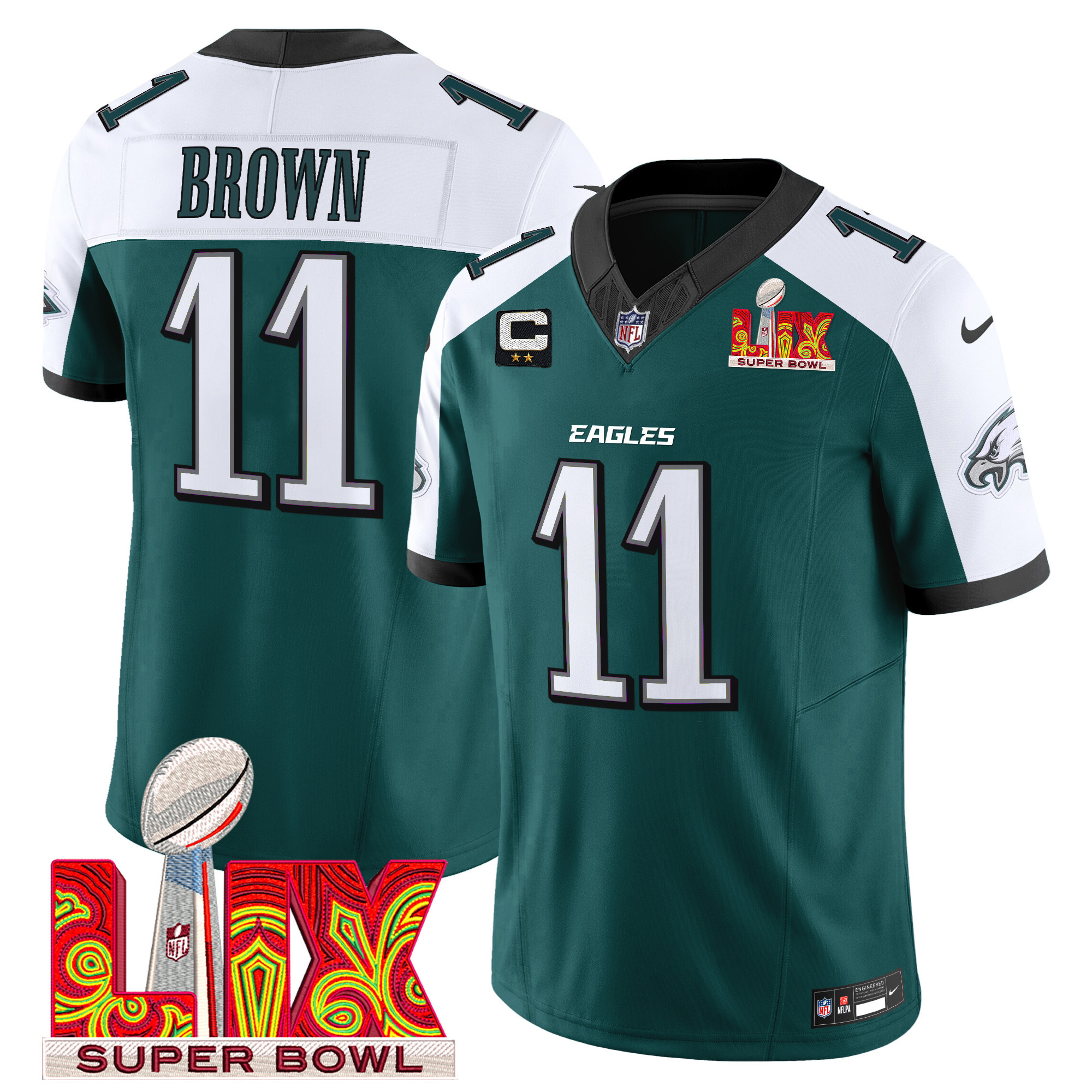 Men's Philadelphia Eagles Super Bowl LIX Patch Vapor Limited Jersey - All Stitched - Image 36