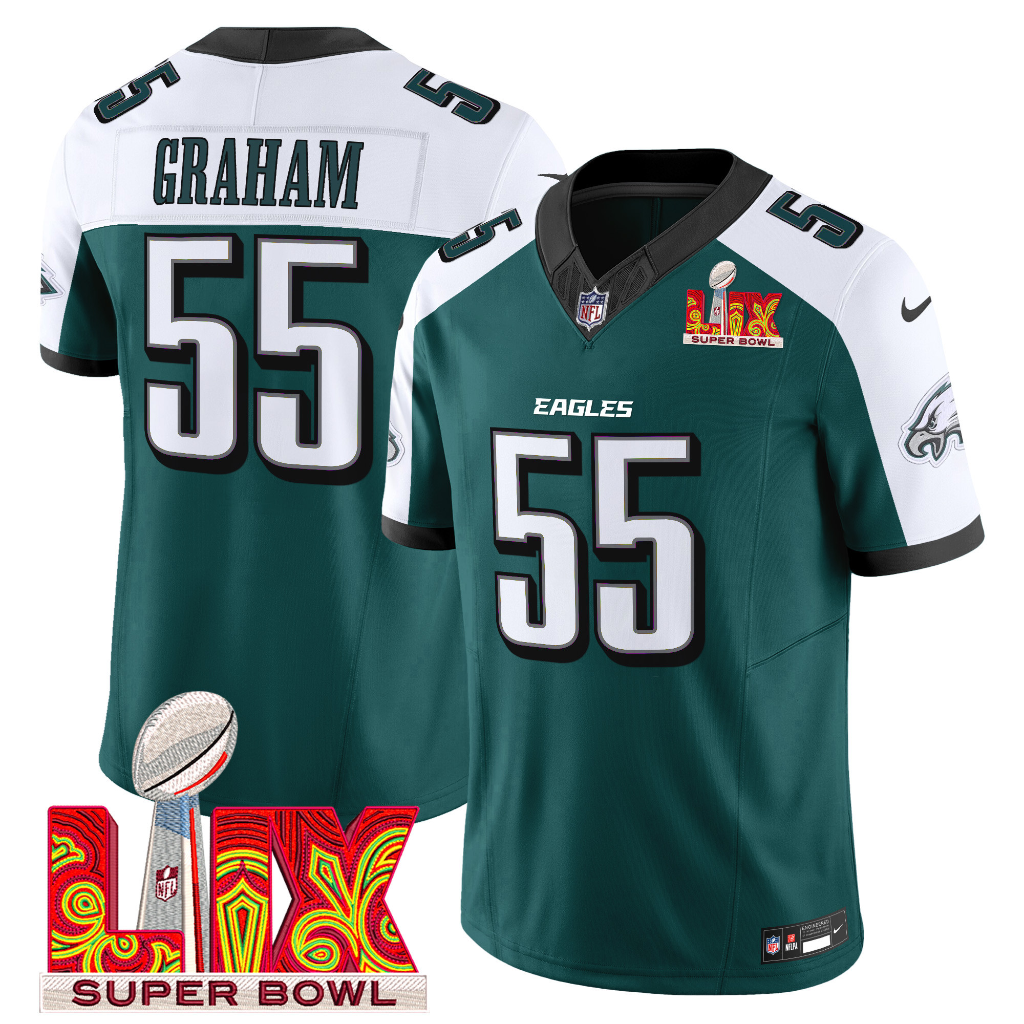 Men's Philadelphia Eagles Super Bowl LIX Patch Vapor Limited Jersey - All Stitched - Image 34