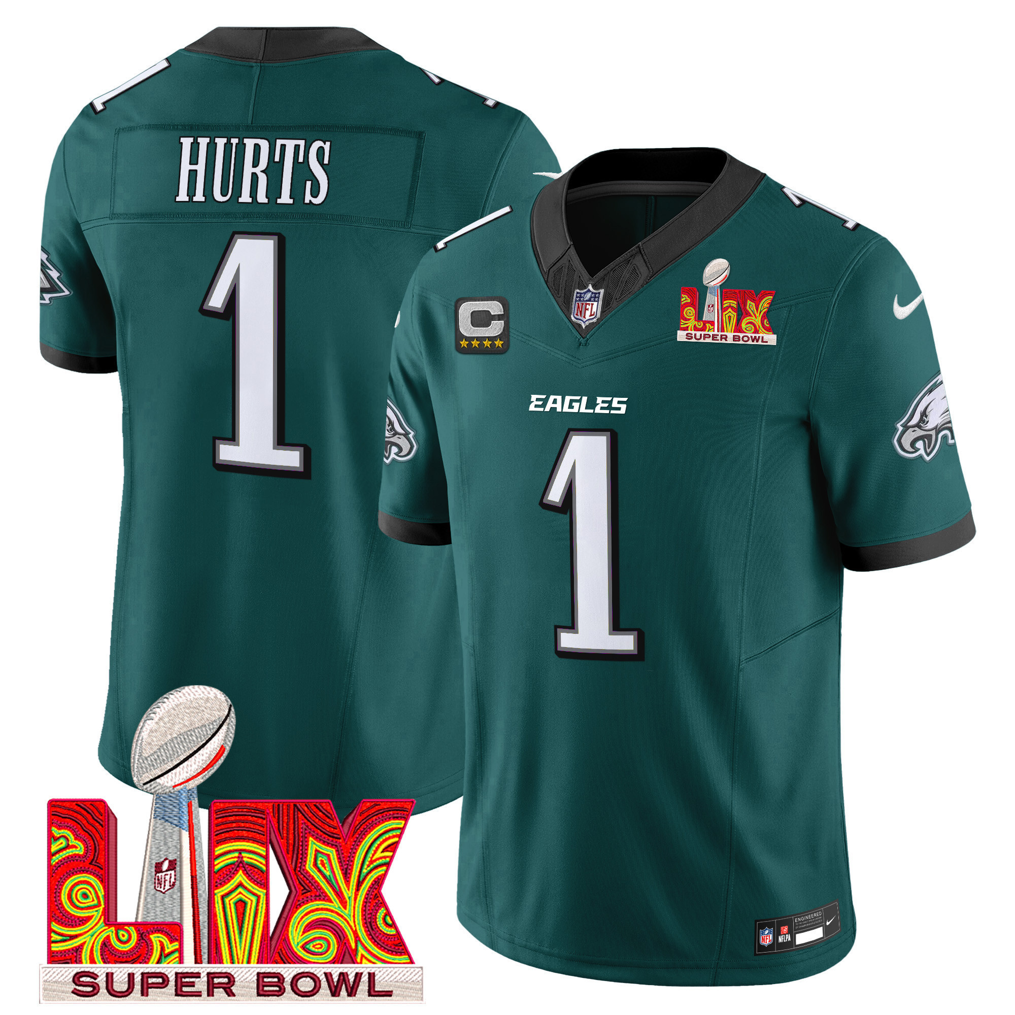 Men's Philadelphia Eagles Super Bowl LIX Patch Vapor Limited Jersey - All Stitched - Image 3