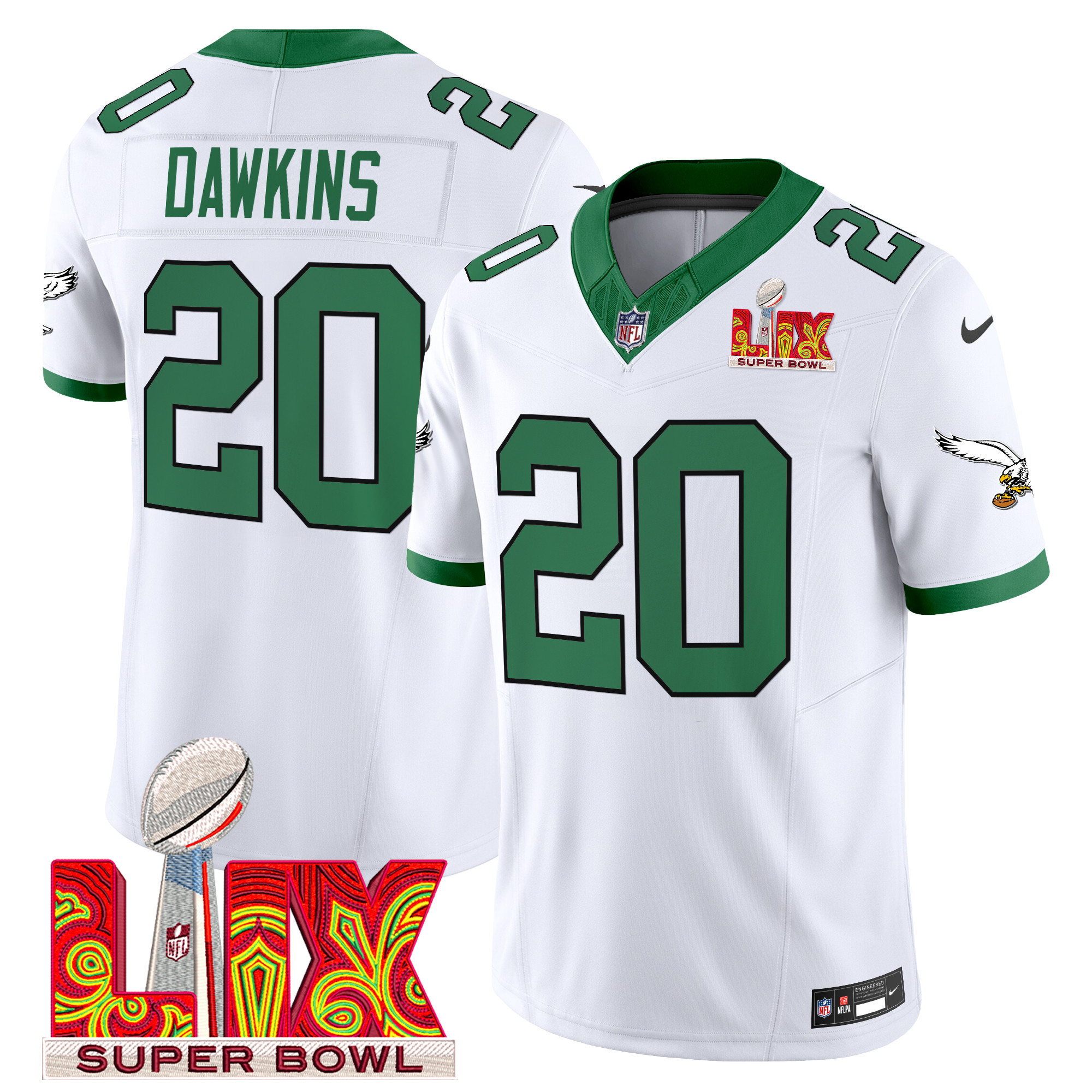 Men's Philadelphia Eagles Super Bowl LIX Patch Vapor Limited Jersey - All Stitched - Image 53