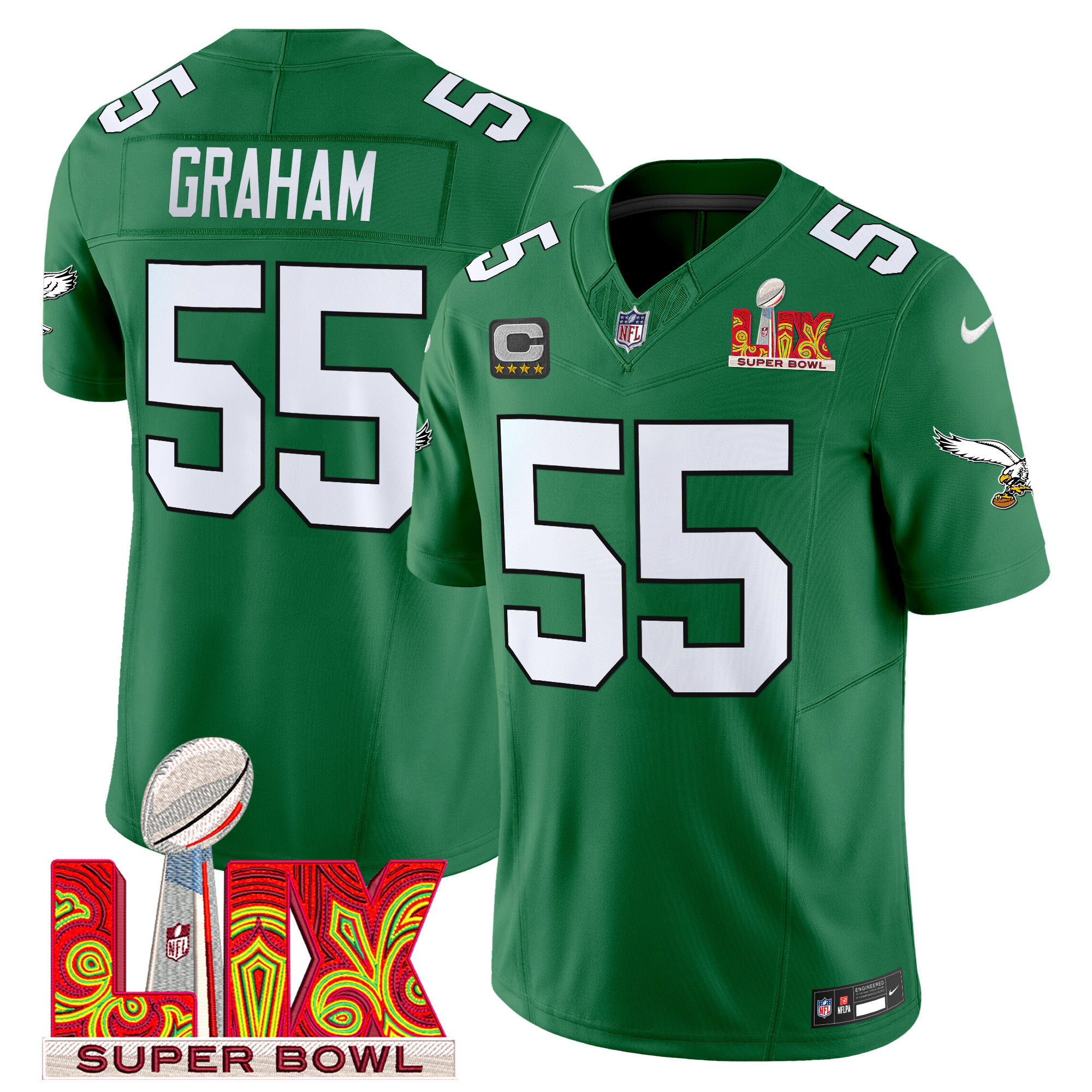 Men's Philadelphia Eagles Super Bowl LIX Patch Vapor Limited Jersey - All Stitched - Image 43