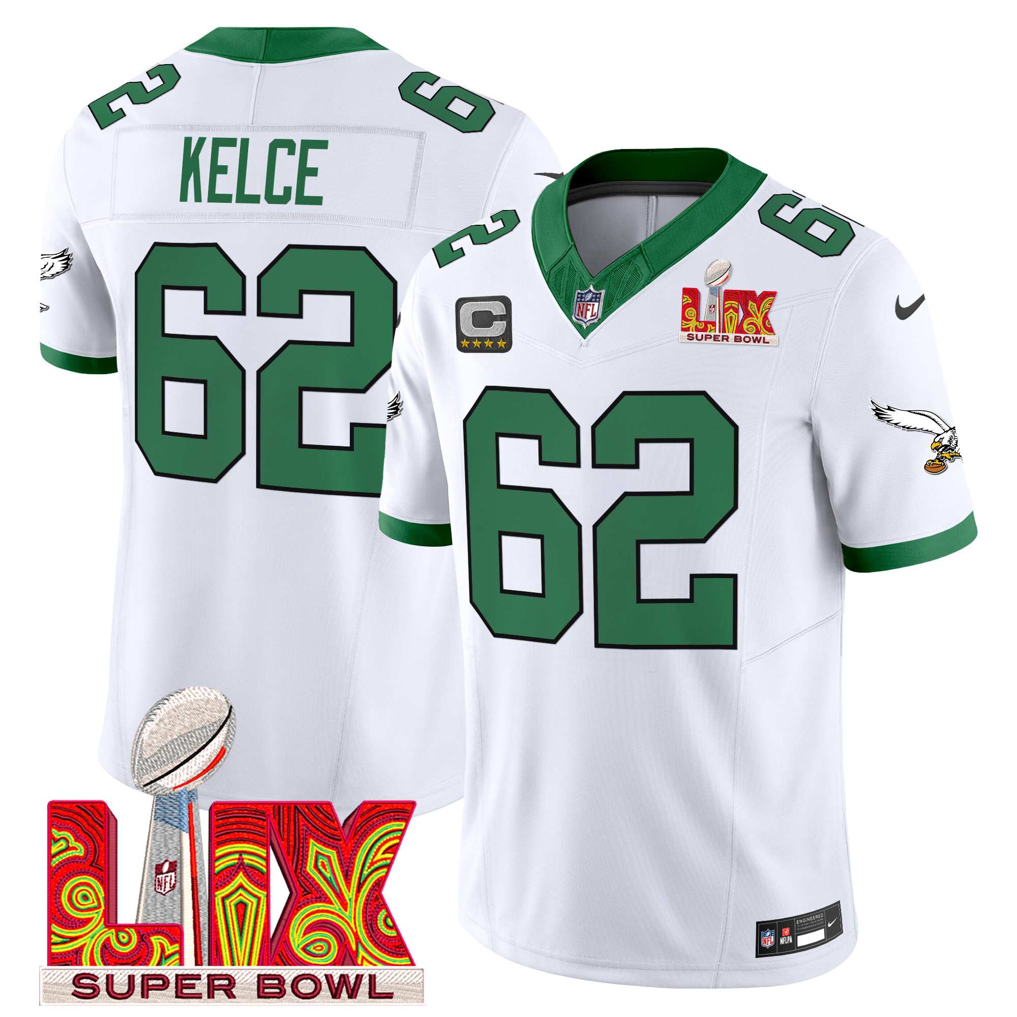 Men's Philadelphia Eagles Super Bowl LIX Patch Vapor Limited Jersey - All Stitched - Image 49
