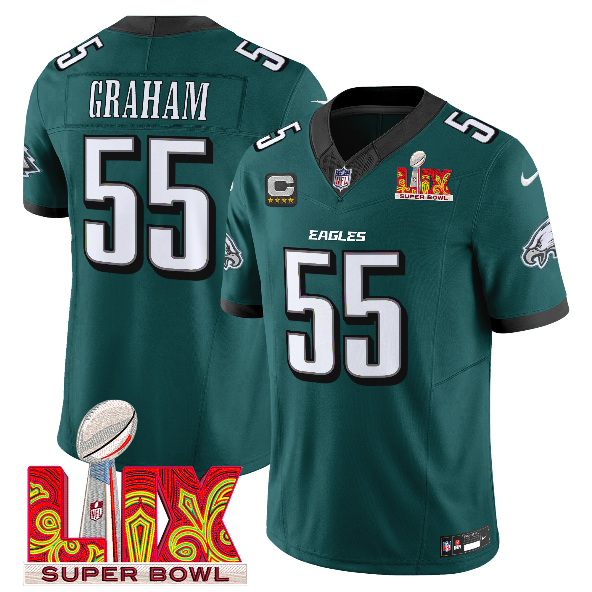 Men's Philadelphia Eagles Super Bowl LIX Patch Vapor Limited Jersey - All Stitched - Image 7