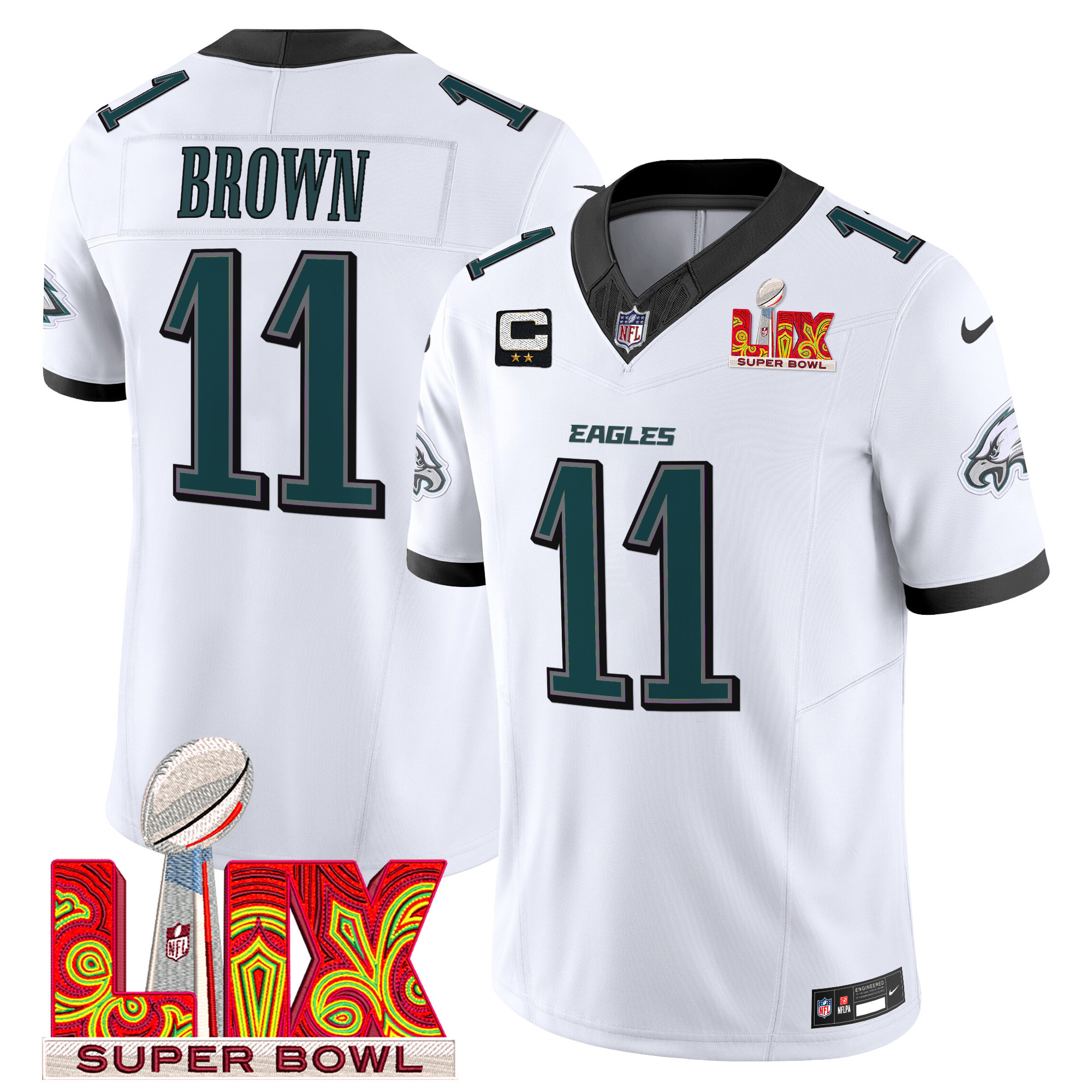 Men's Philadelphia Eagles Super Bowl LIX Patch Vapor Limited Jersey - All Stitched - Image 18