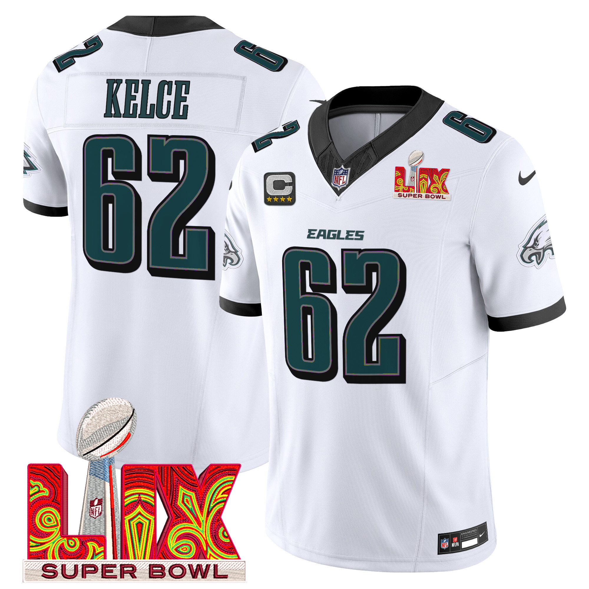 Men's Philadelphia Eagles Super Bowl LIX Patch Vapor Limited Jersey - All Stitched - Image 13
