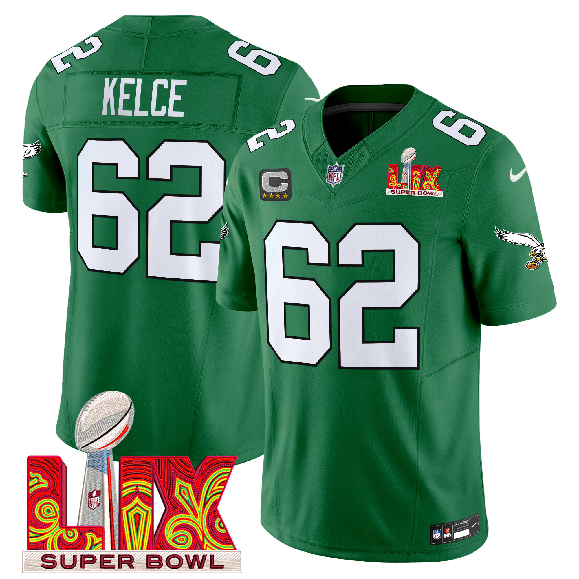 Men's Philadelphia Eagles Super Bowl LIX Patch Vapor Limited Jersey - All Stitched - Image 40