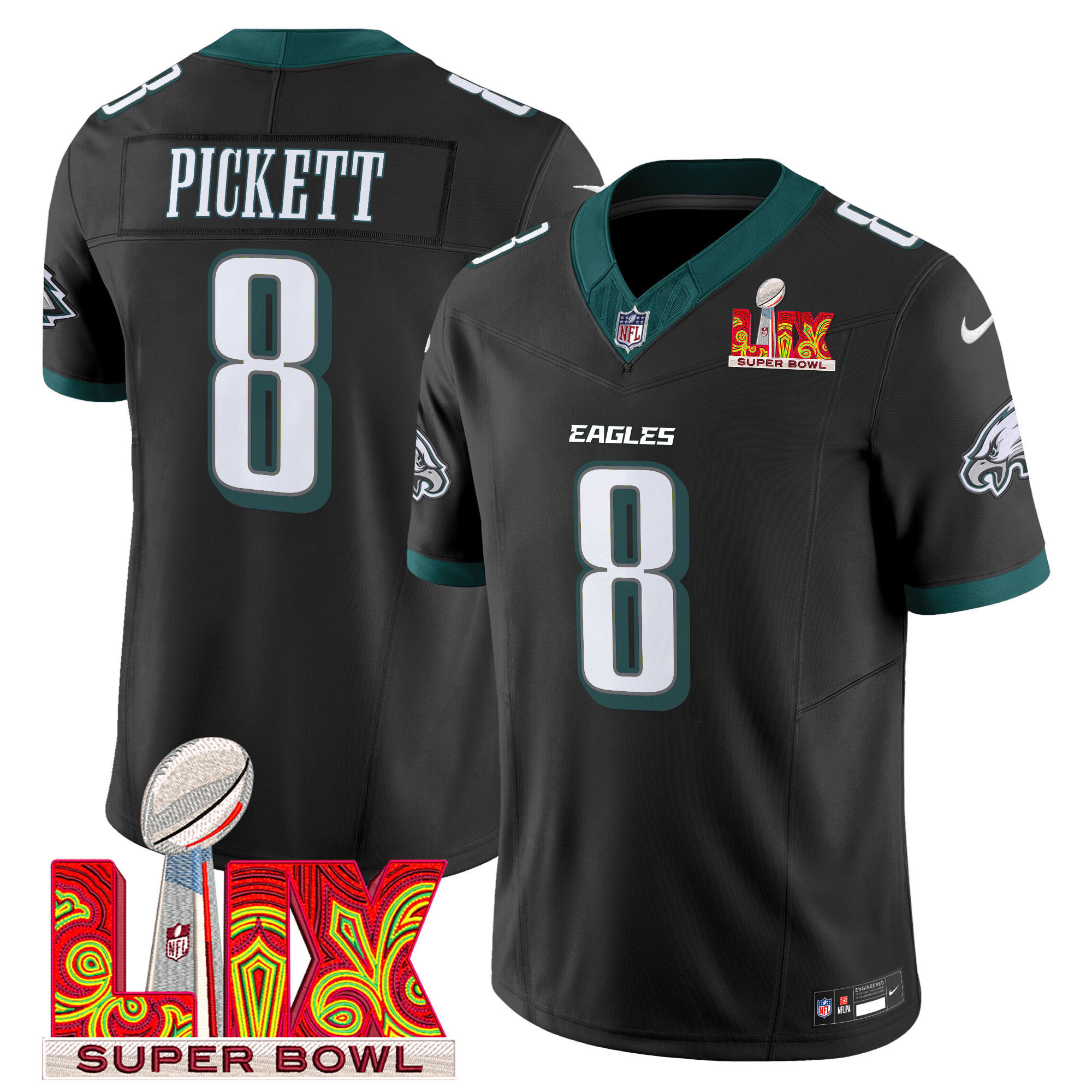 Men's Philadelphia Eagles Super Bowl LIX Patch Vapor Limited Jersey - All Stitched - Image 20