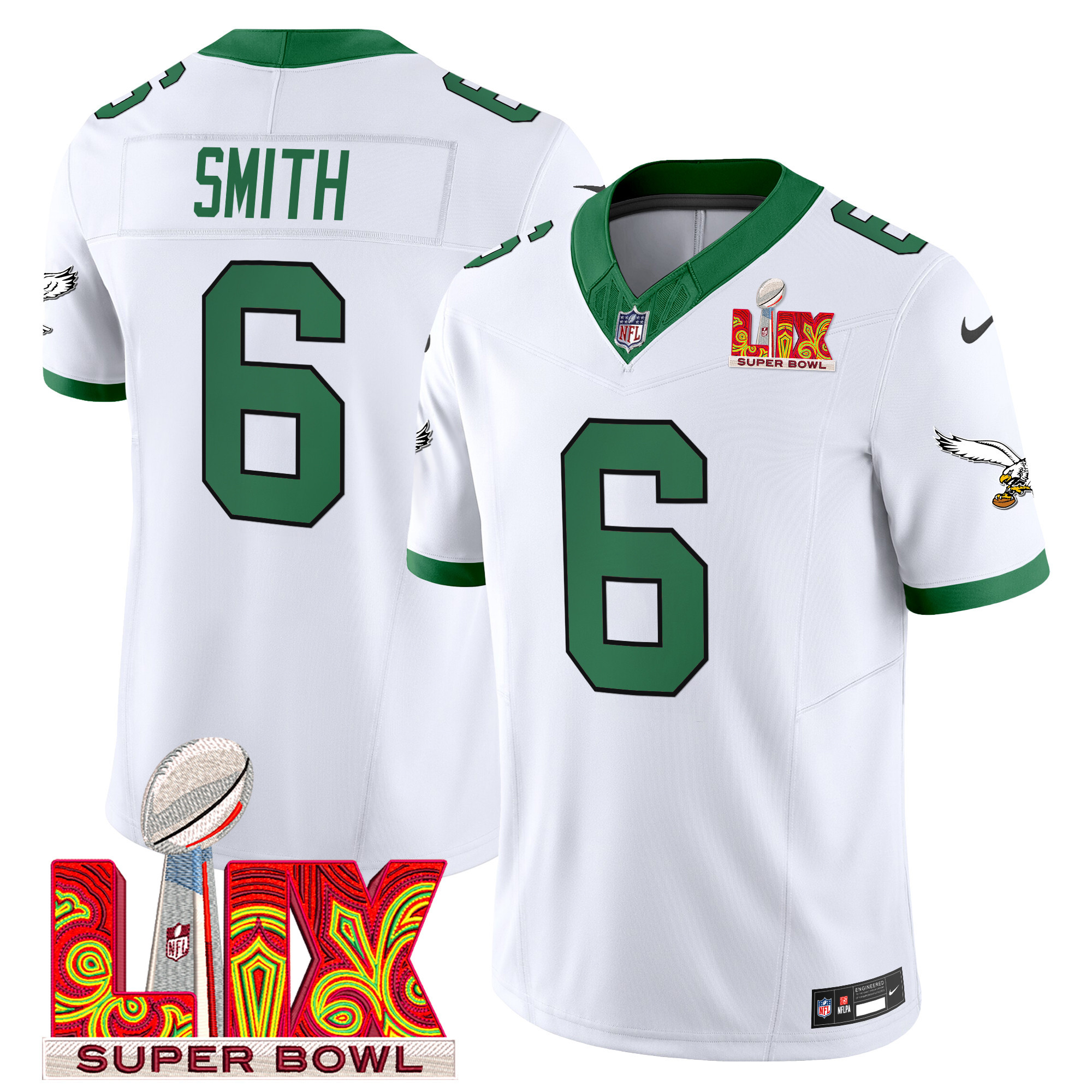 Men's Philadelphia Eagles Super Bowl LIX Patch Vapor Limited Jersey - All Stitched - Image 50