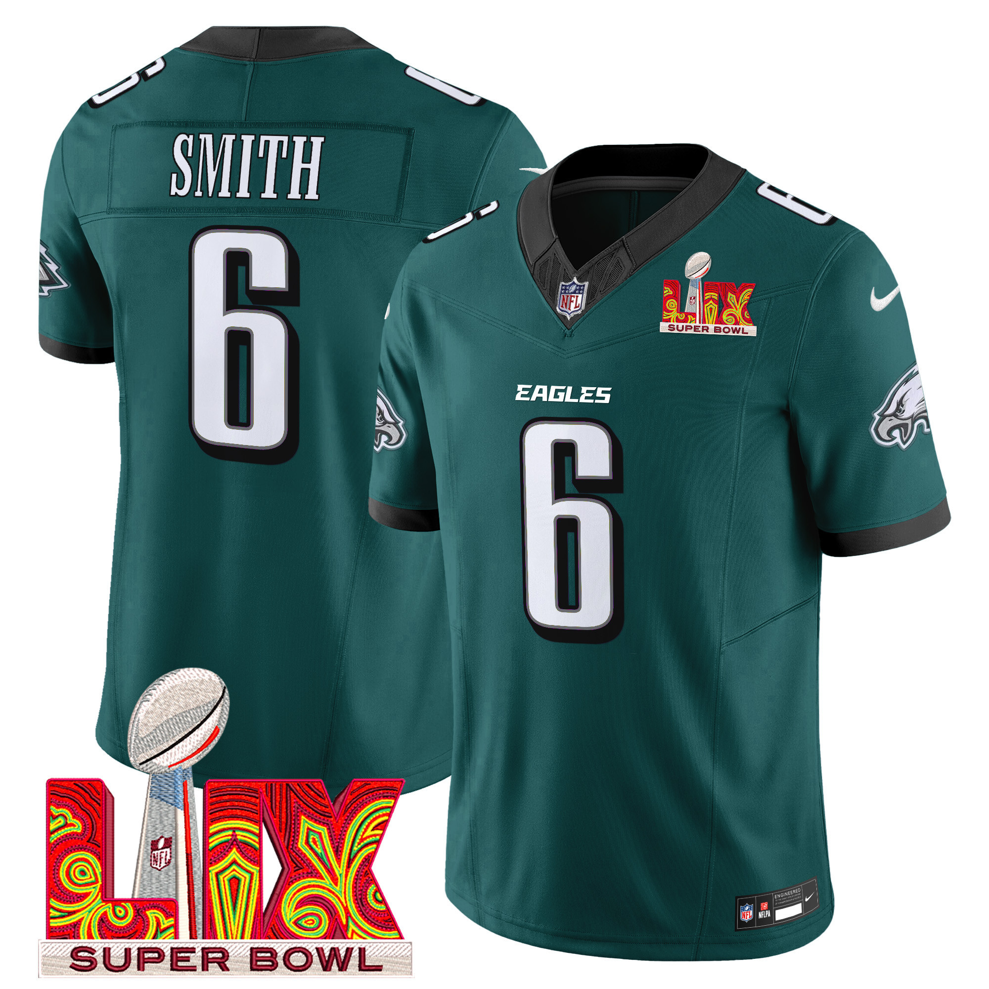 Men's Philadelphia Eagles Super Bowl LIX Patch Vapor Limited Jersey - All Stitched - Image 5