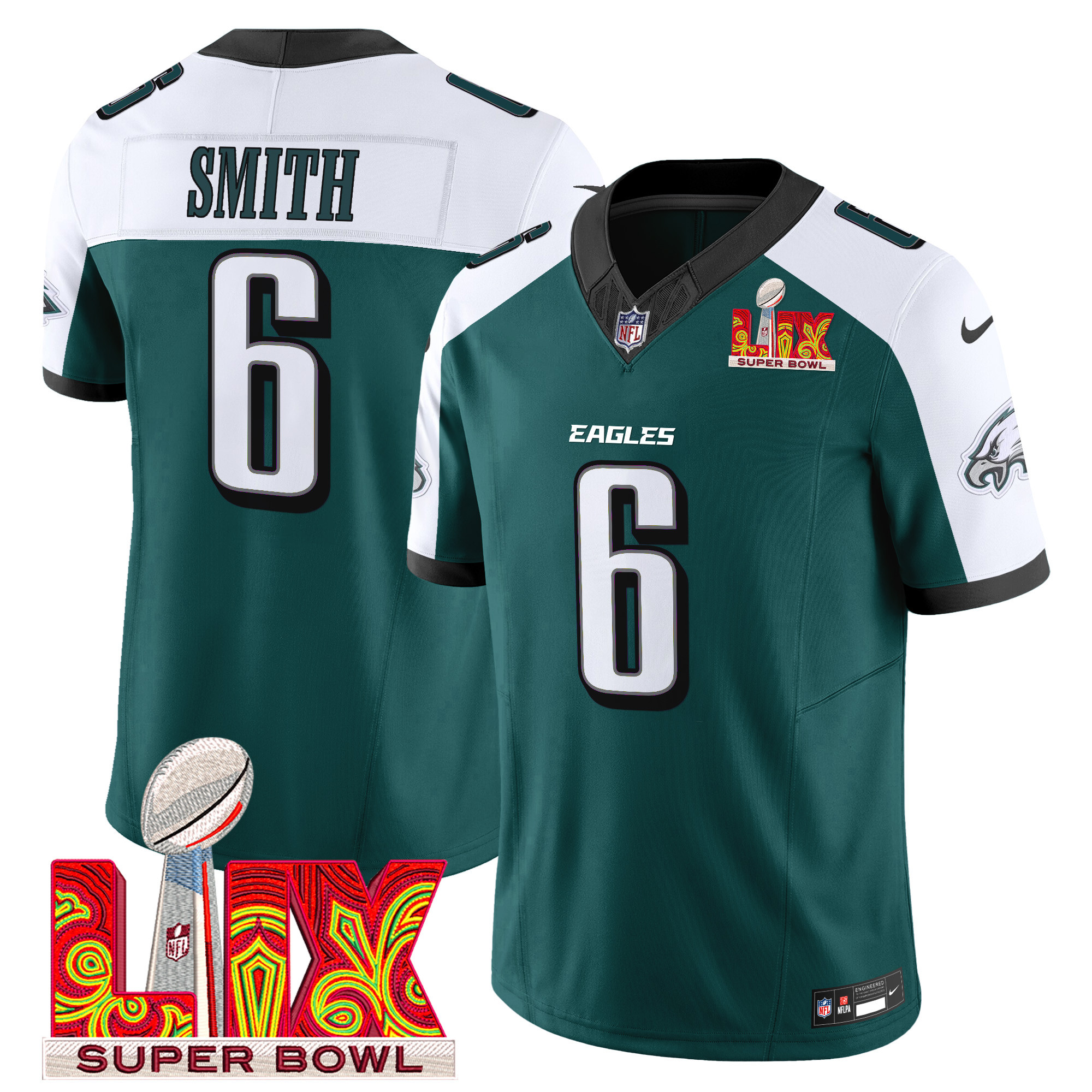 Men's Philadelphia Eagles Super Bowl LIX Patch Vapor Limited Jersey - All Stitched - Image 32
