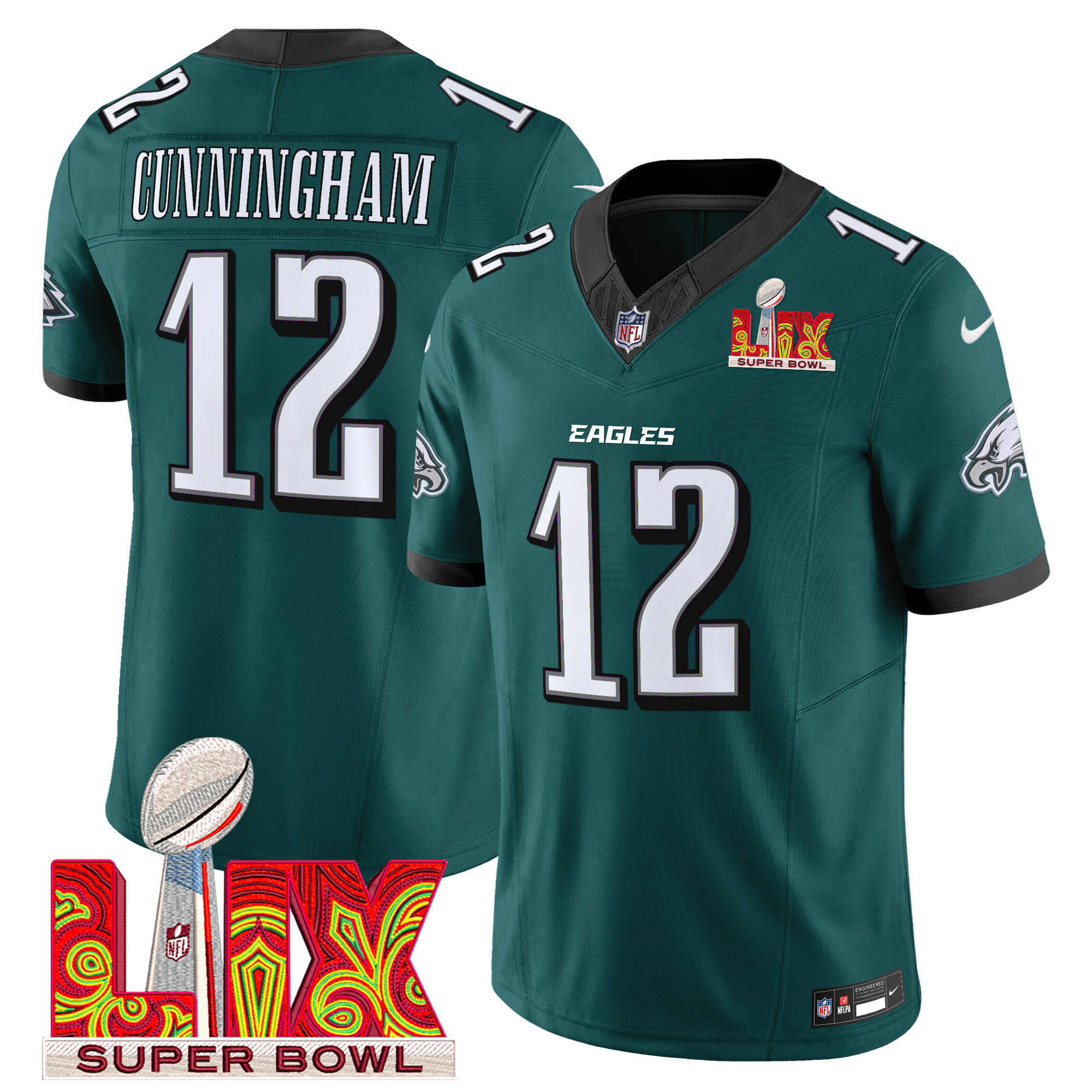 Men's Philadelphia Eagles Super Bowl LIX Patch Vapor Limited Jersey - All Stitched - Image 6