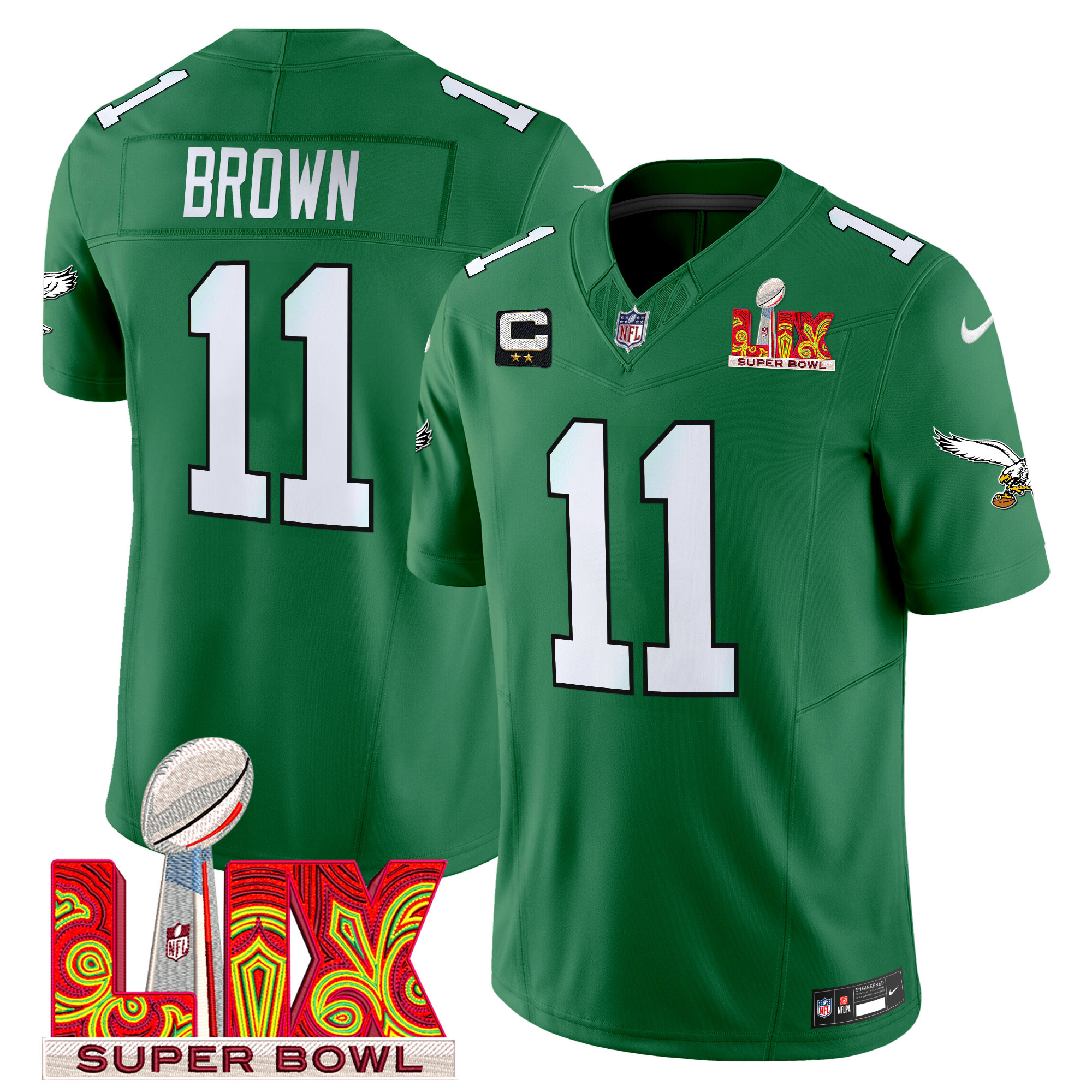 Men's Philadelphia Eagles Super Bowl LIX Patch Vapor Limited Jersey - All Stitched - Image 45