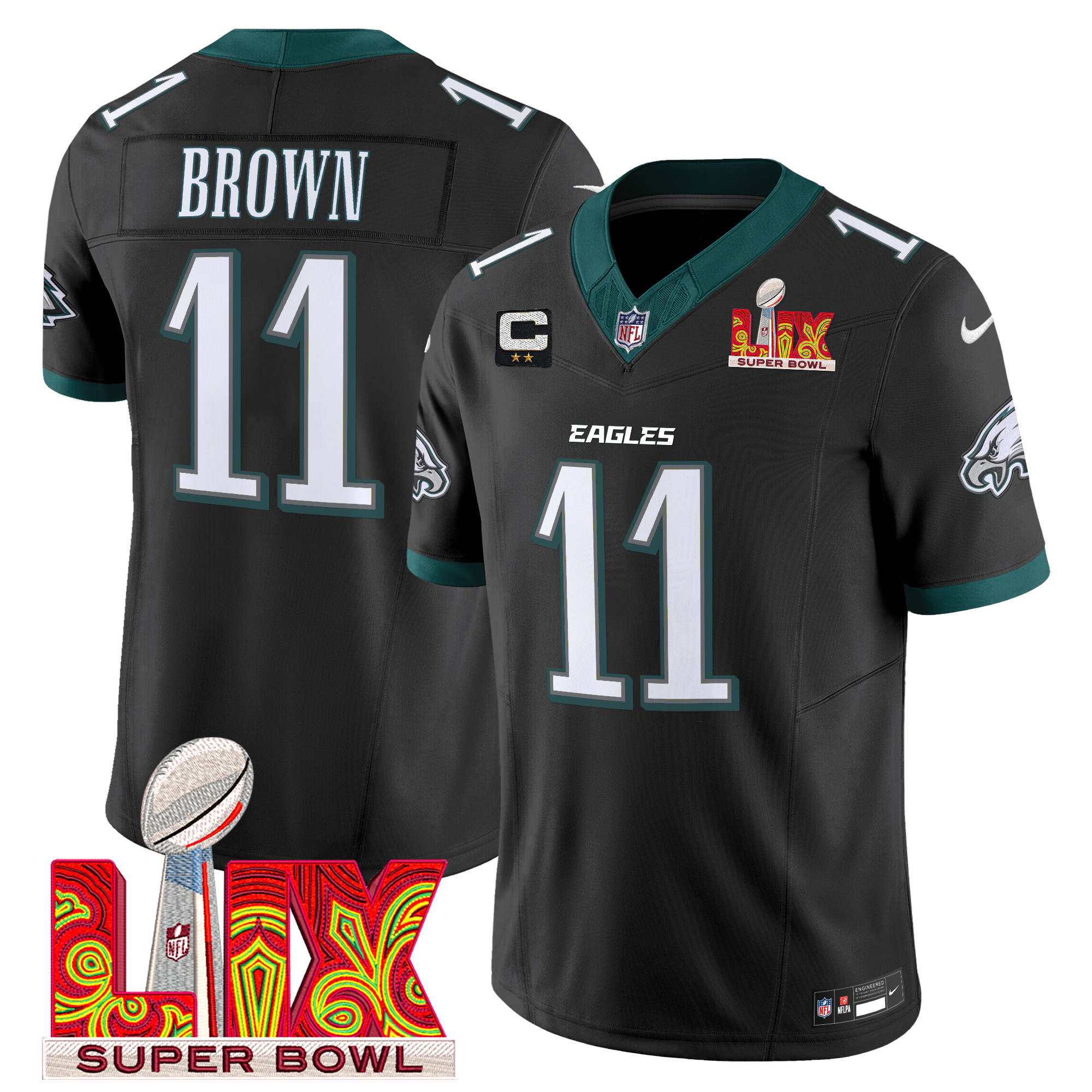 Men's Philadelphia Eagles Super Bowl LIX Patch Vapor Limited Jersey - All Stitched - Image 27