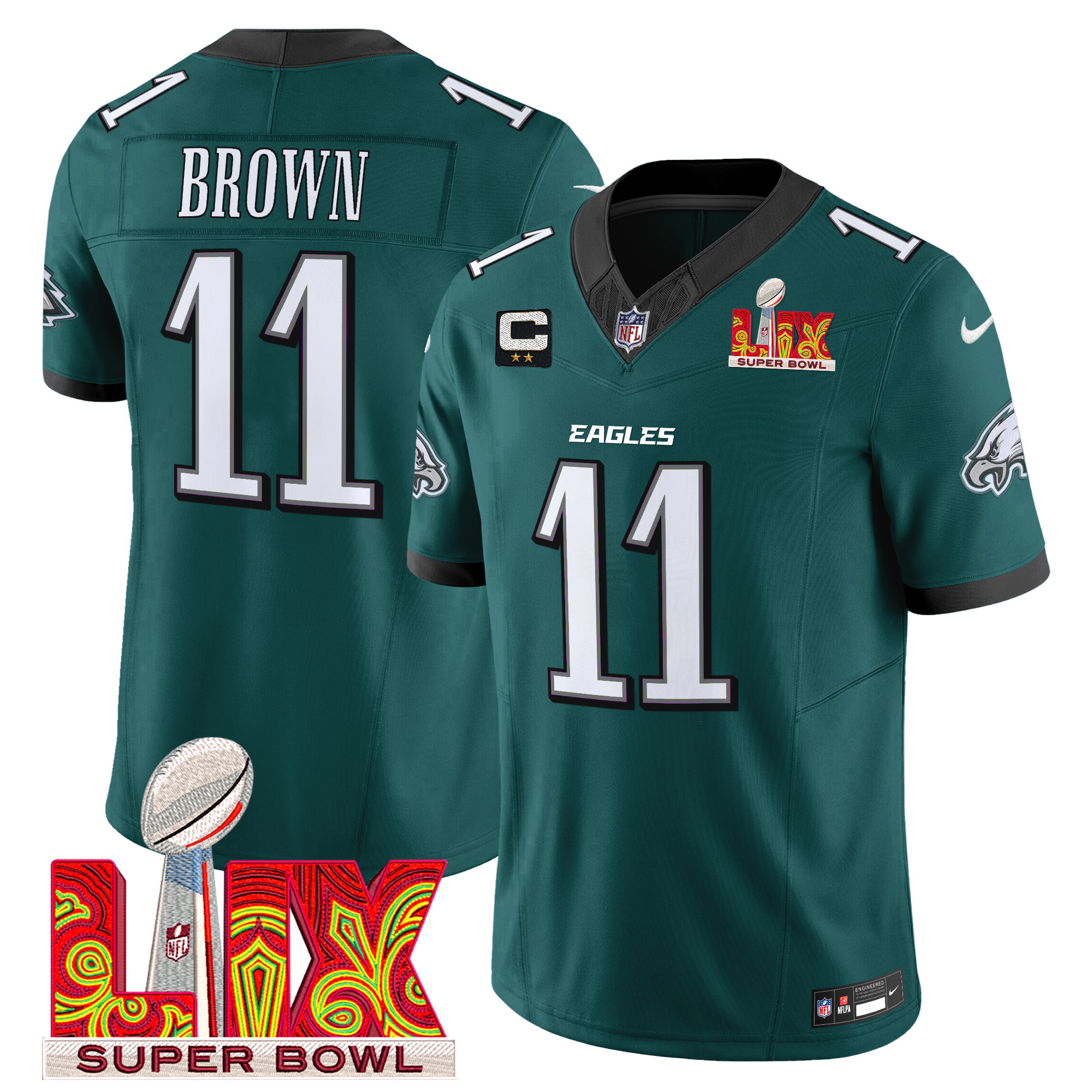 Men's Philadelphia Eagles Super Bowl LIX Patch Vapor Limited Jersey - All Stitched - Image 9