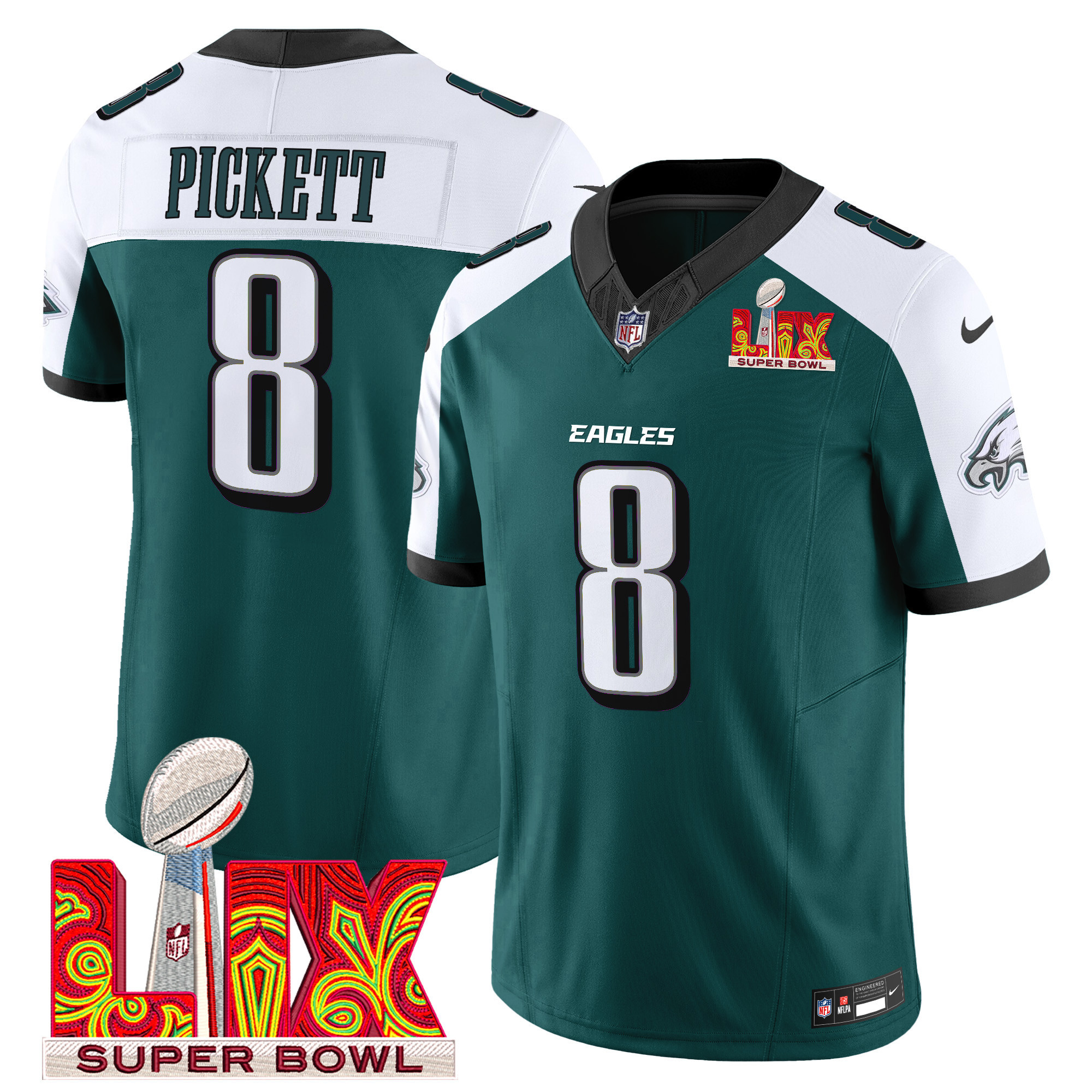 Men's Philadelphia Eagles Super Bowl LIX Patch Vapor Limited Jersey - All Stitched - Image 29