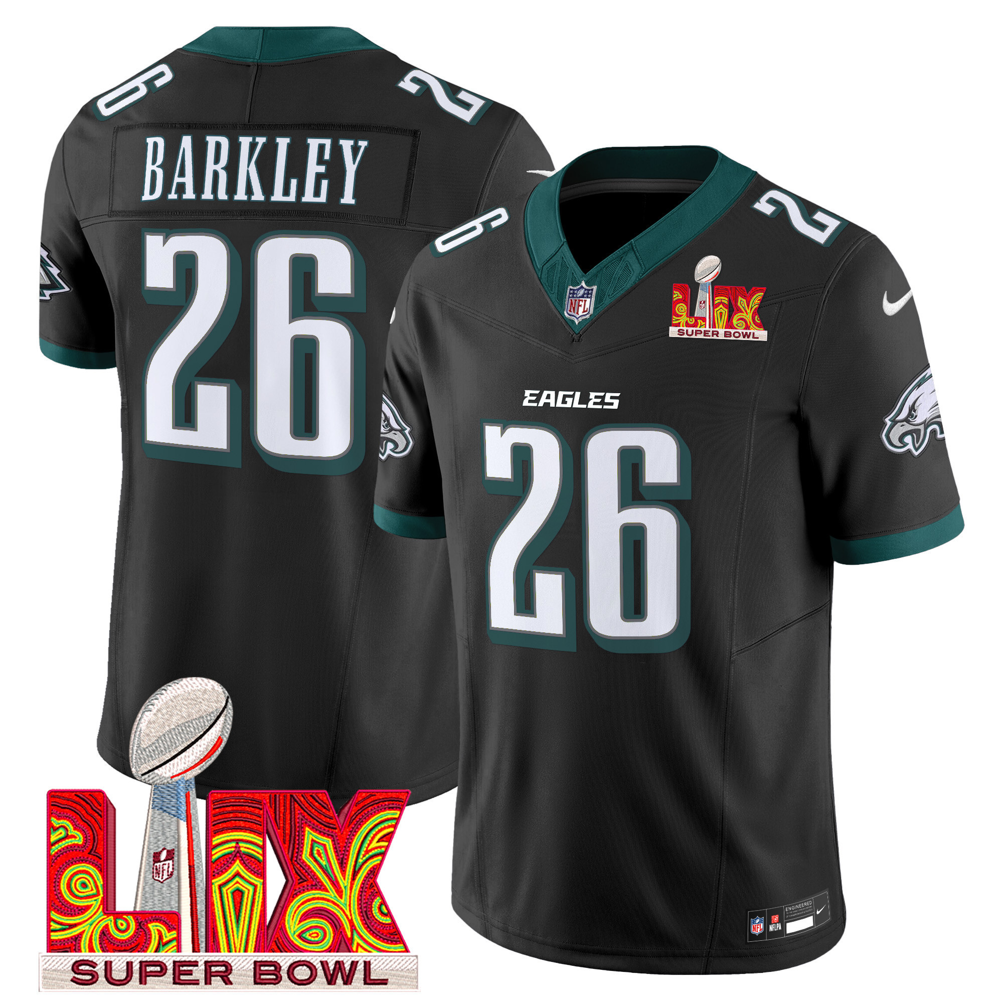 Men's Philadelphia Eagles Super Bowl LIX Patch Vapor Limited Jersey - All Stitched - Image 19